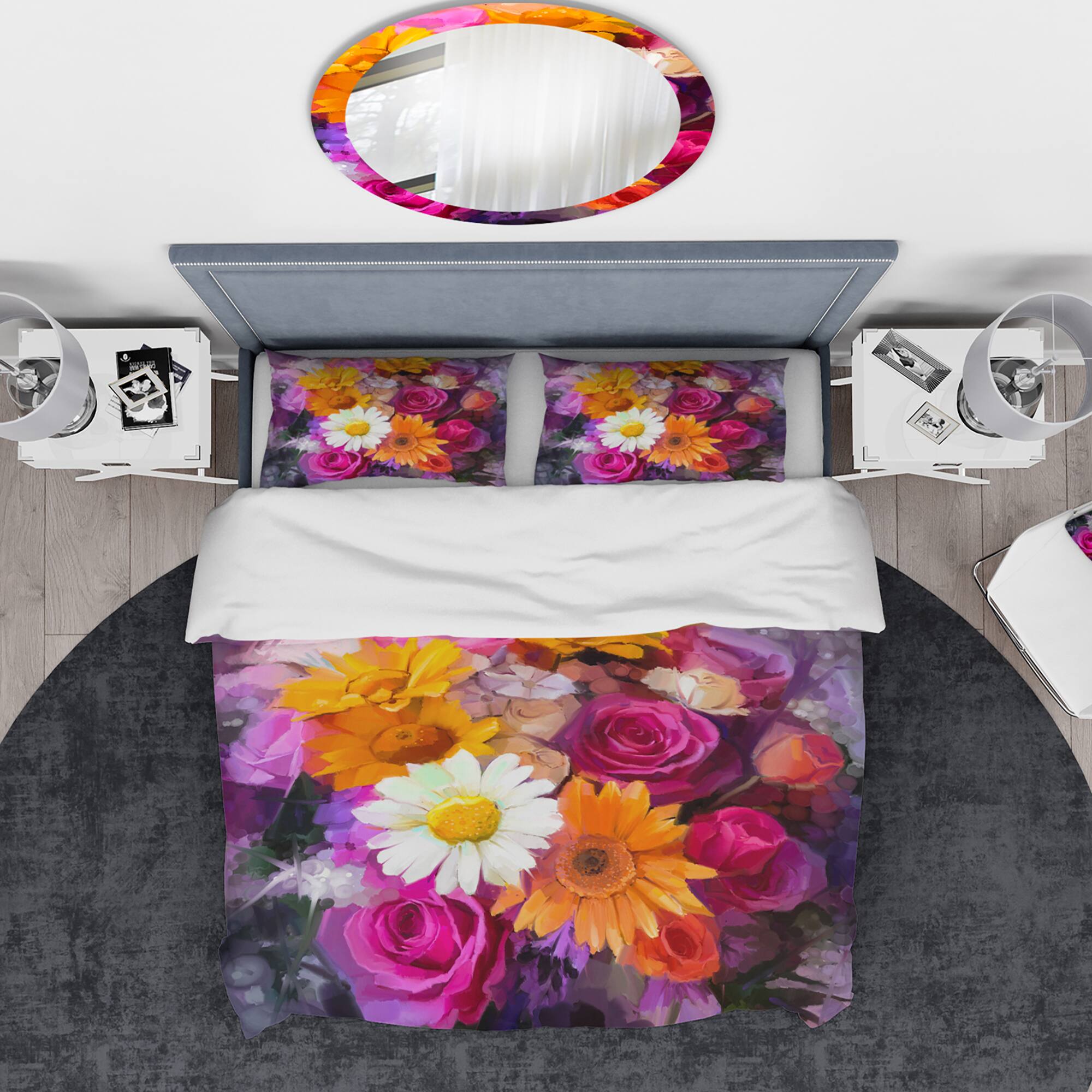 Designart &#x27;Bouquet of Flowers Watercolor&#x27; Traditional Bedding Set - Duvet Cover &#x26; Shams