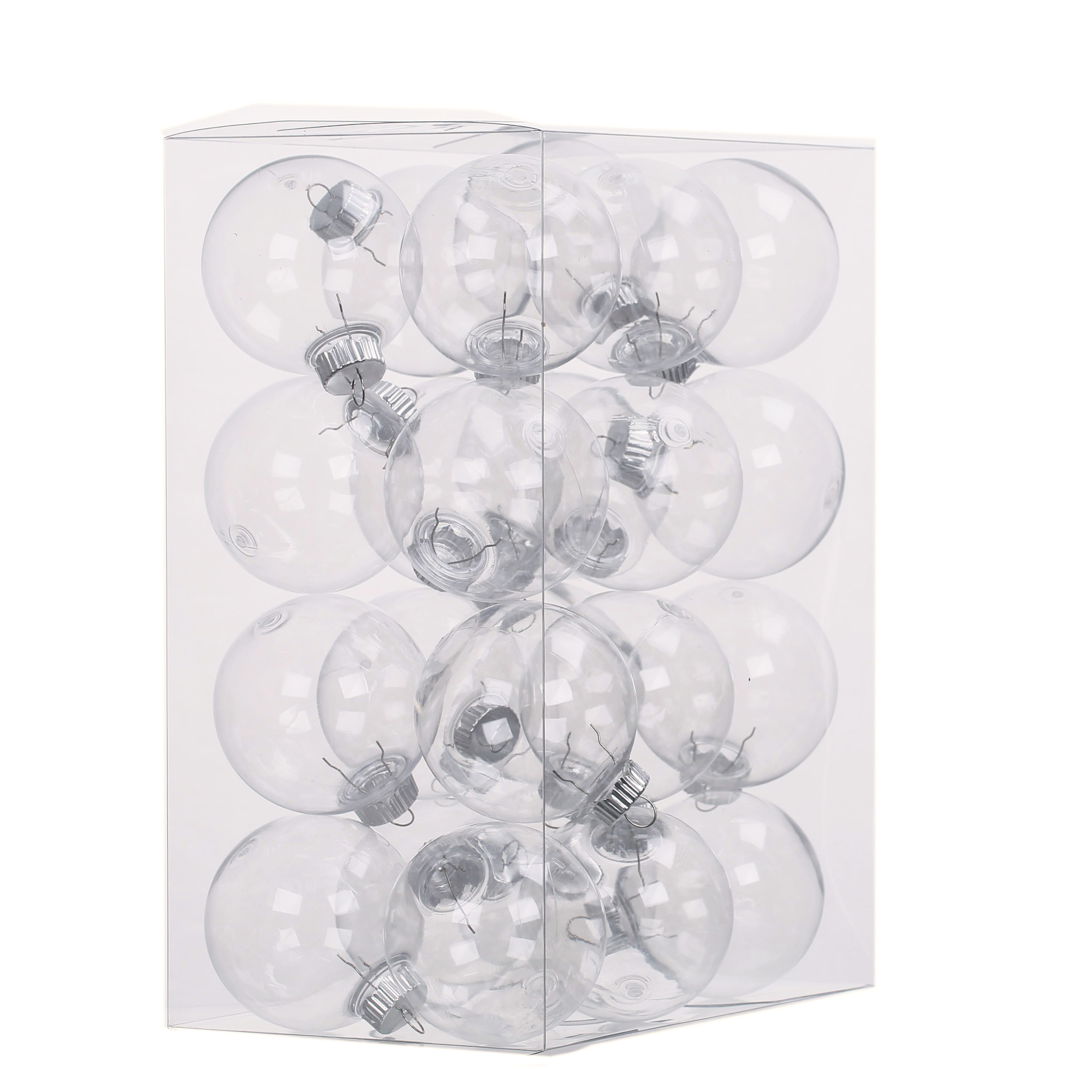 24 Pack 2.75&#x22; Clear DIY Plastic Ball Ornaments by Make Market&#xAE;