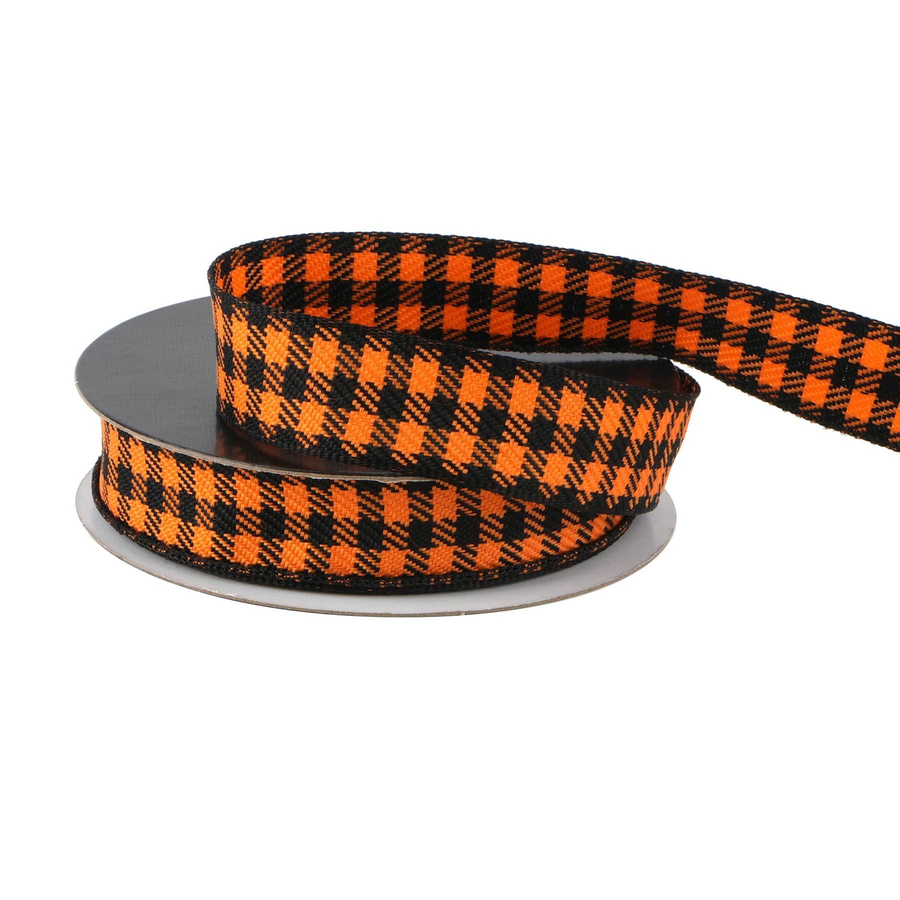 5/8&#x22; x 4yd. Orange &#x26; Black Check Ribbon by Celebrate It&#xAE; Halloween