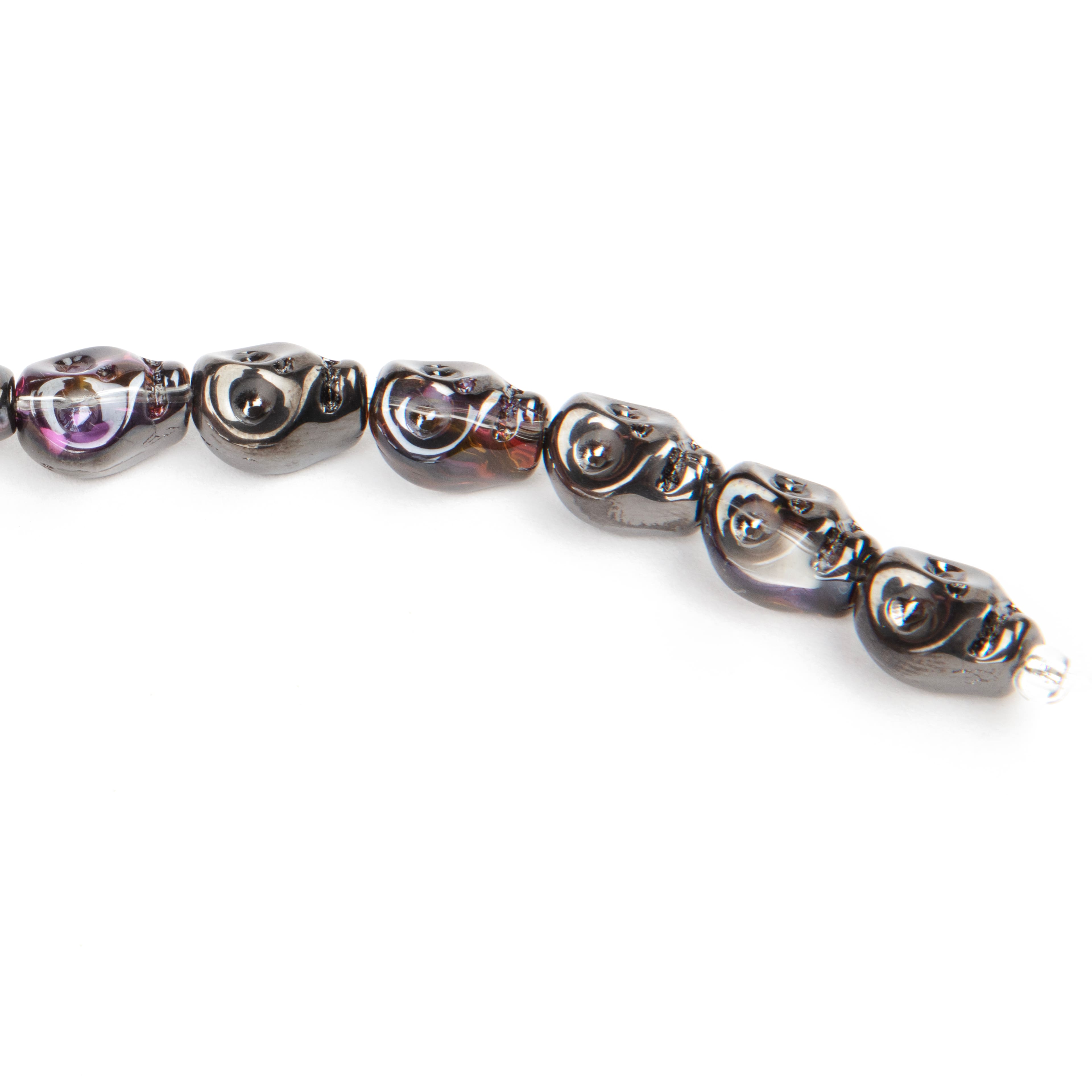 12 Pack: Black Glass Skull Beads, 10mm by Bead Landing&#x2122;