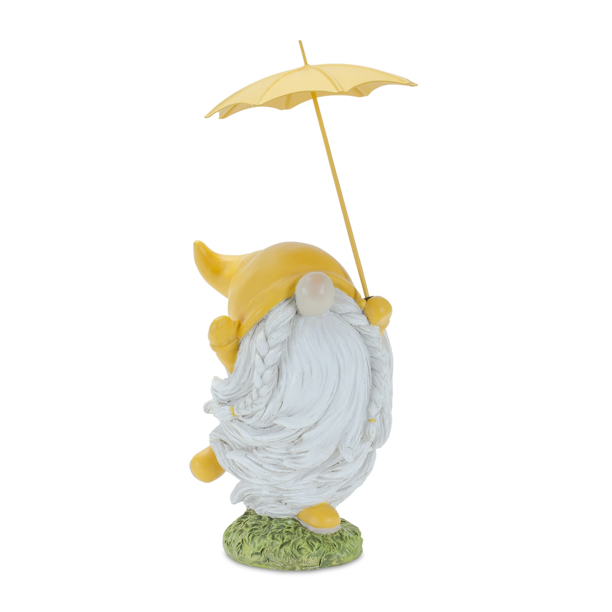 Whimsical Dancing Garden Gnome Figurines with Umbrellas Set