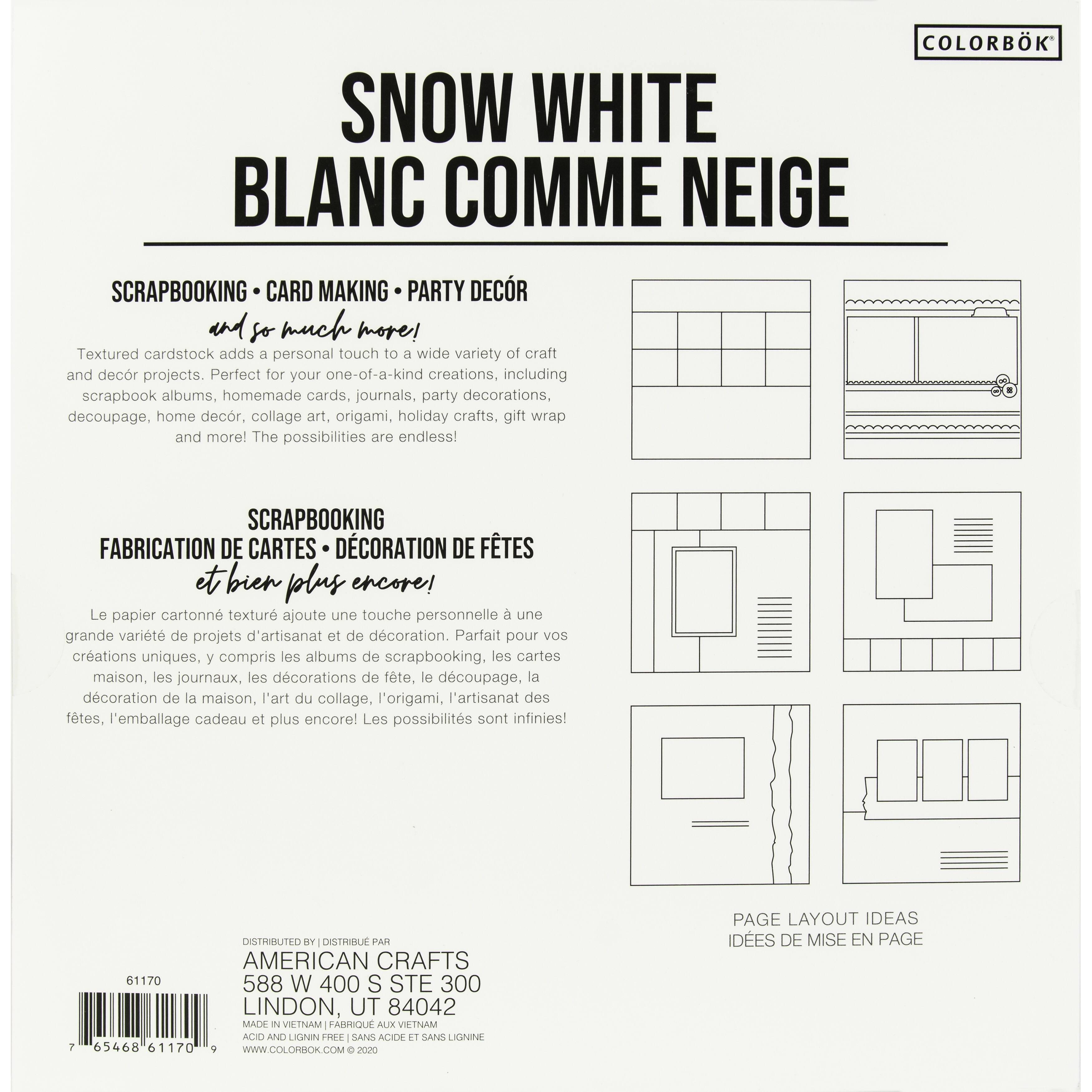 Colorbok&#xAE; Snow White Textured Cardstock Pad, 12&#x22; x 12&#x22;