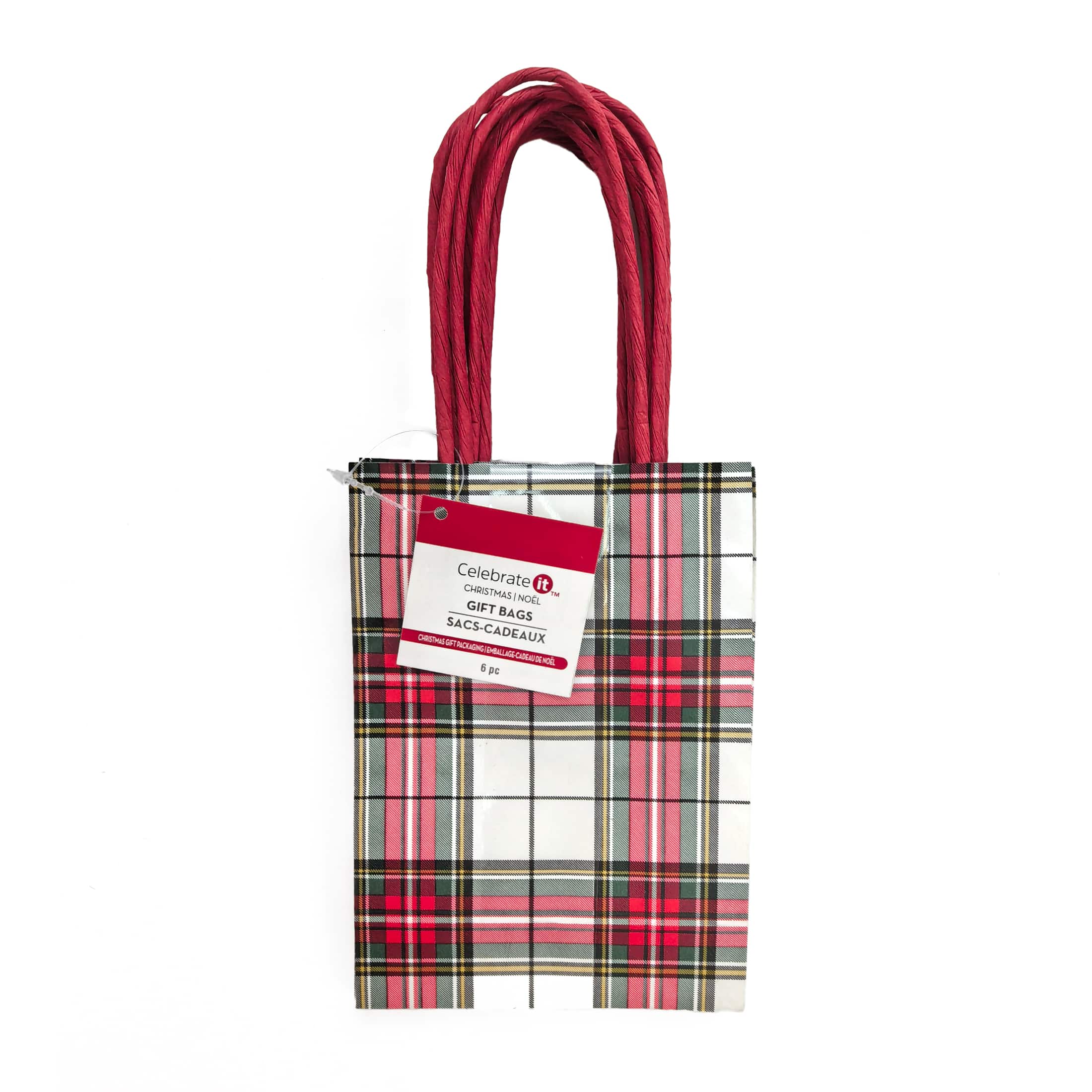 Mini White Plaid Gift Bags, 6ct. by Celebrate It™