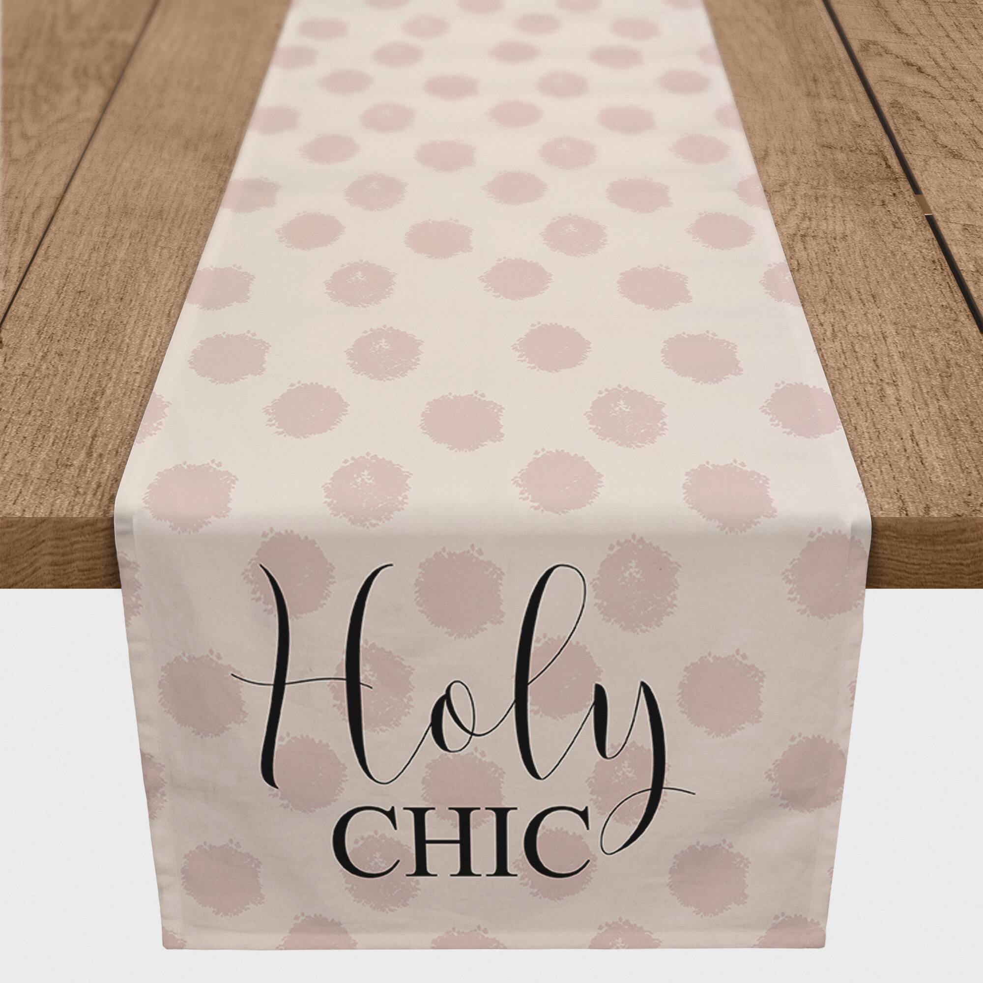Holy Chic Pink Polka 16" x 90" Cotton Twill Runner