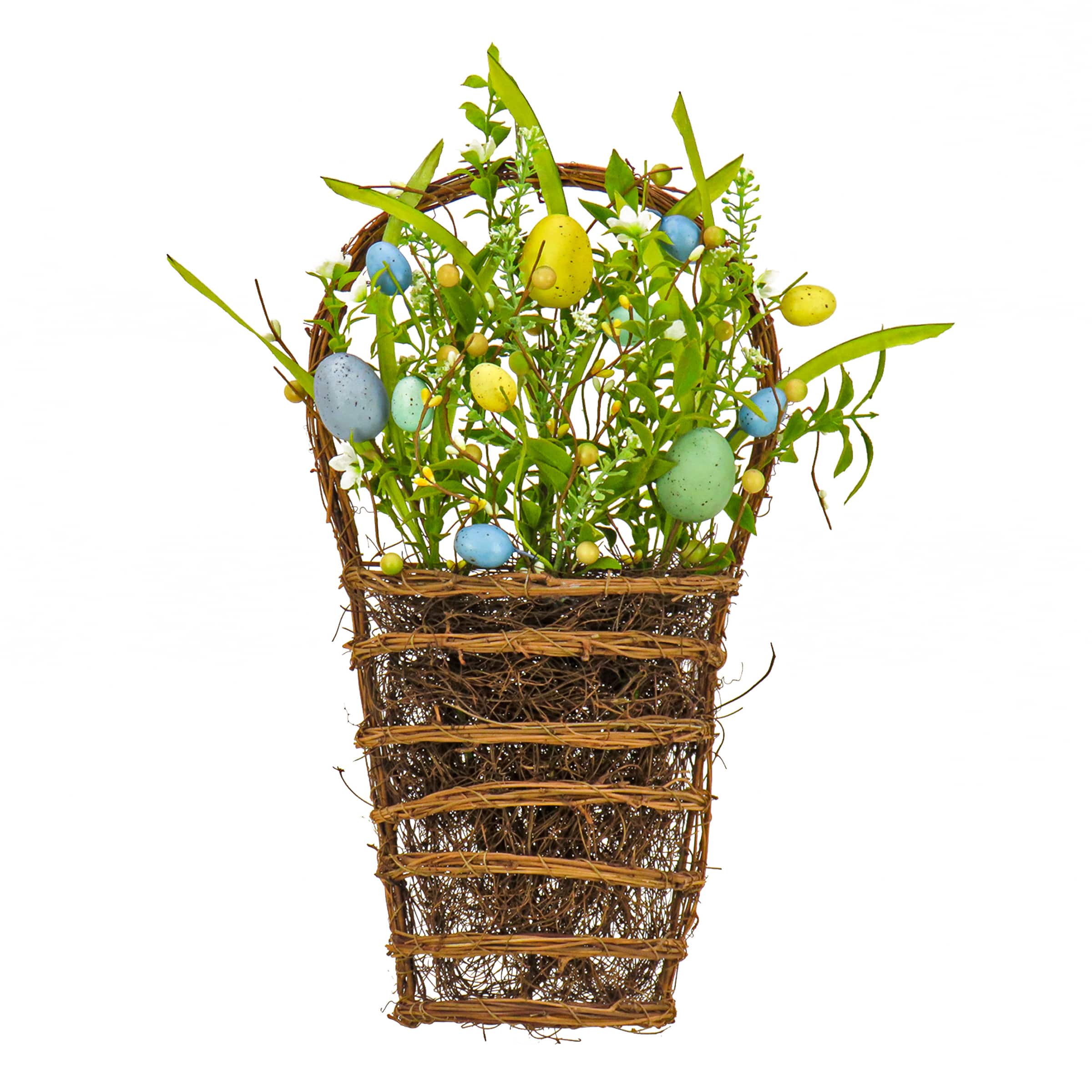 18&#x22; Spring Flowers &#x26; Eggs Wall Basket