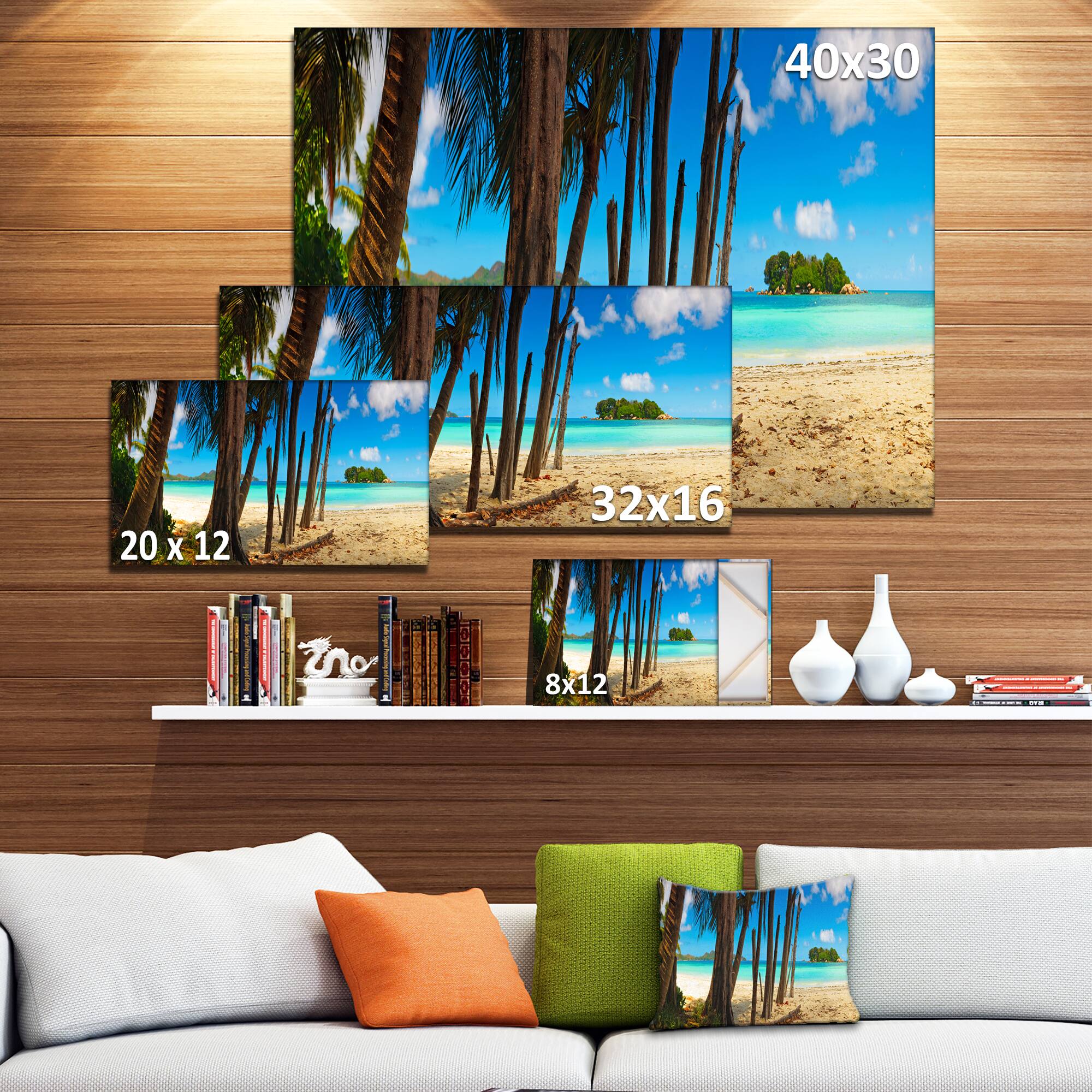 Designart - Praslin Island Tropical Beach Panorama - Modern Seascape Canvas Artwork