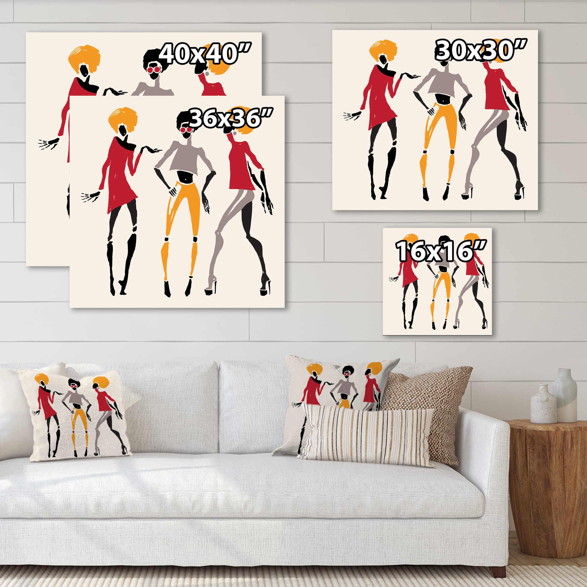 Designart - African American Women Silhouettes I - Modern Canvas Wall Art Print