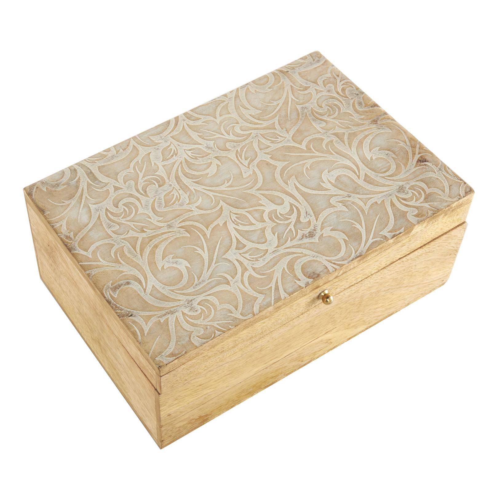 Brown & Whitewashed Scroll Storage Box Set