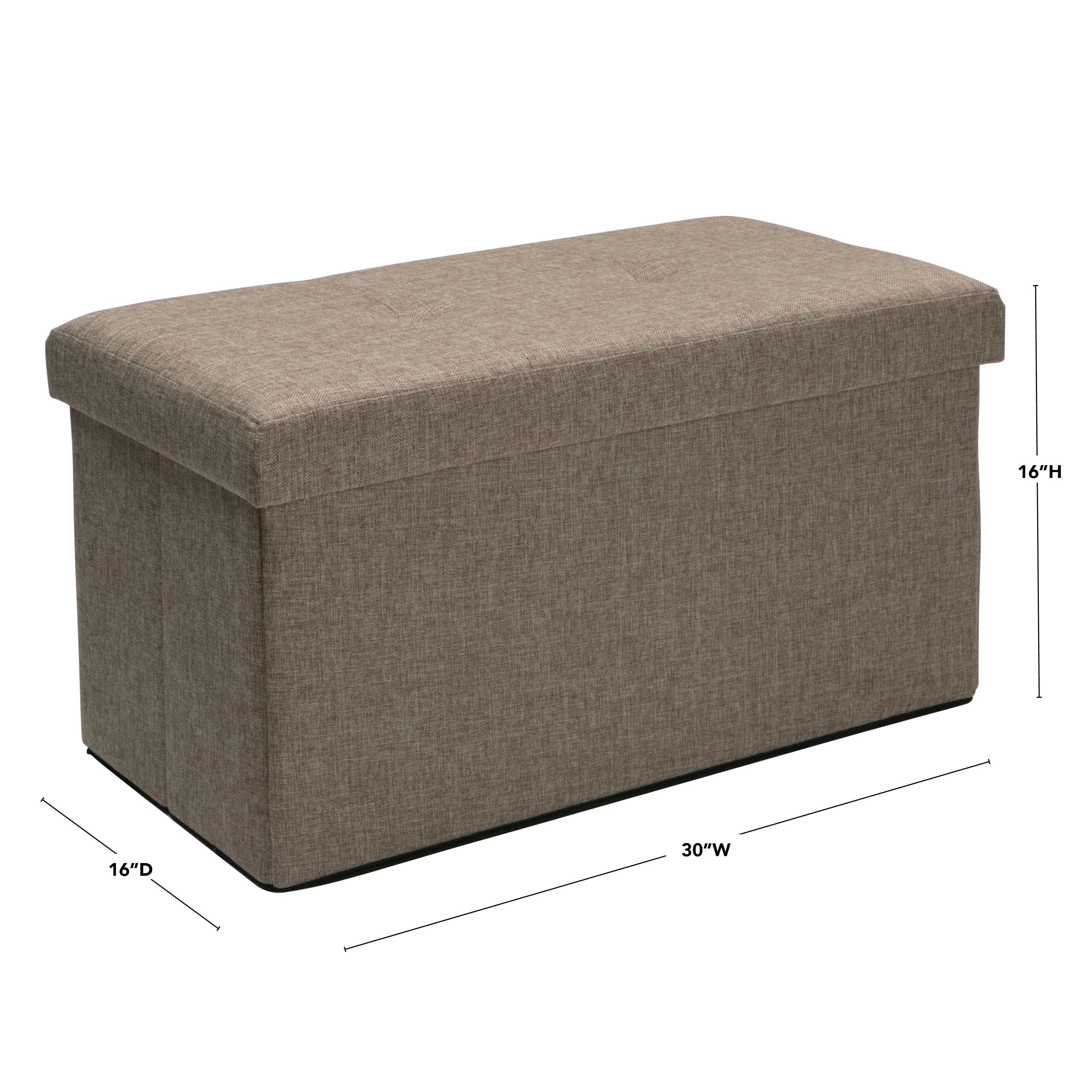 Simplify 30" Faux Linen Double Folding Storage Ottoman