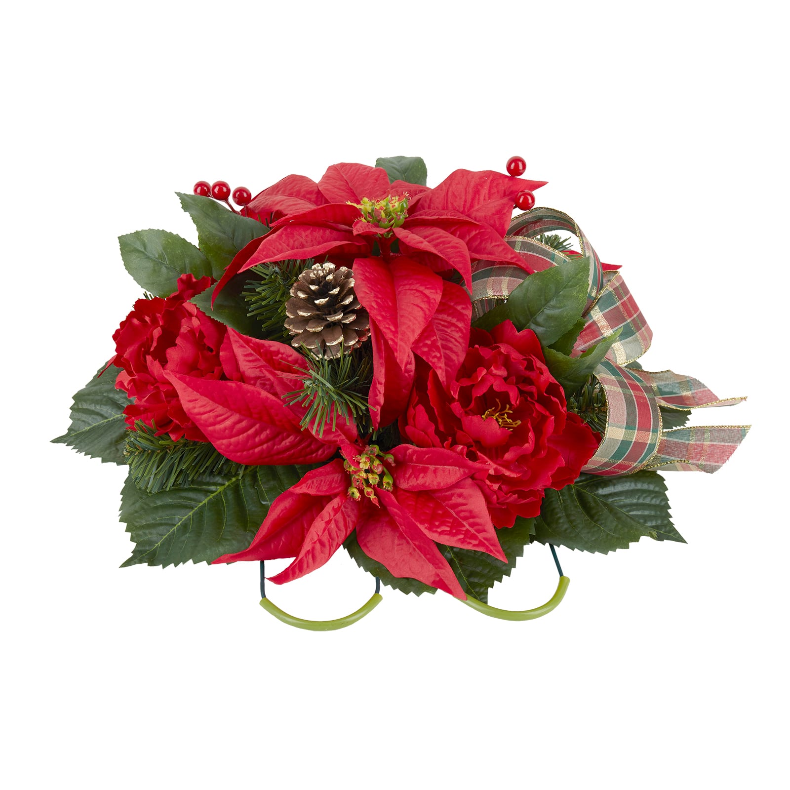 17&#x22; Red Poinsettia, Peony &#x26; Pinecone Saddle by Ashland&#xAE;