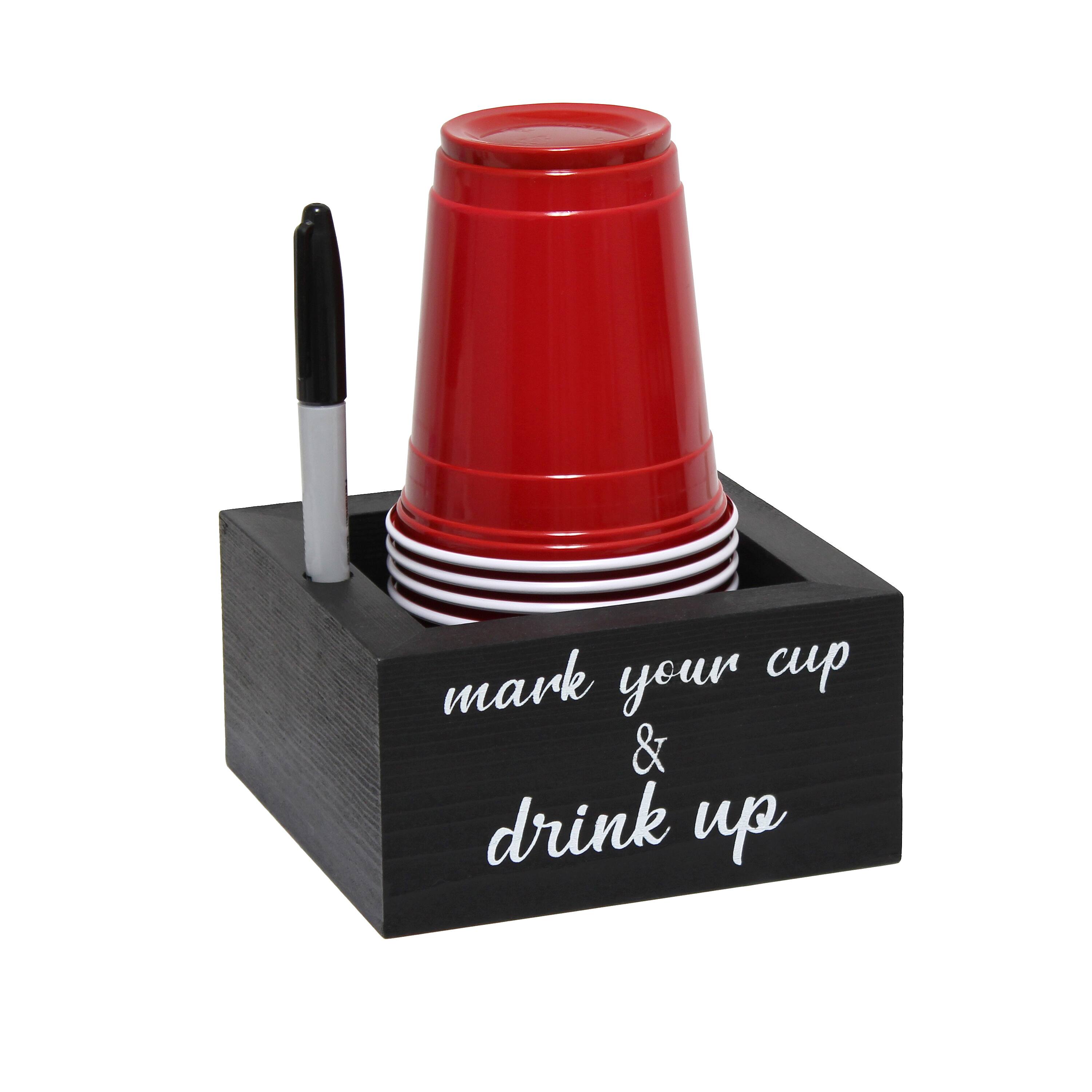 Elegant Designs™ Napkin Holder and Cup Holder Set with Black with White Script
