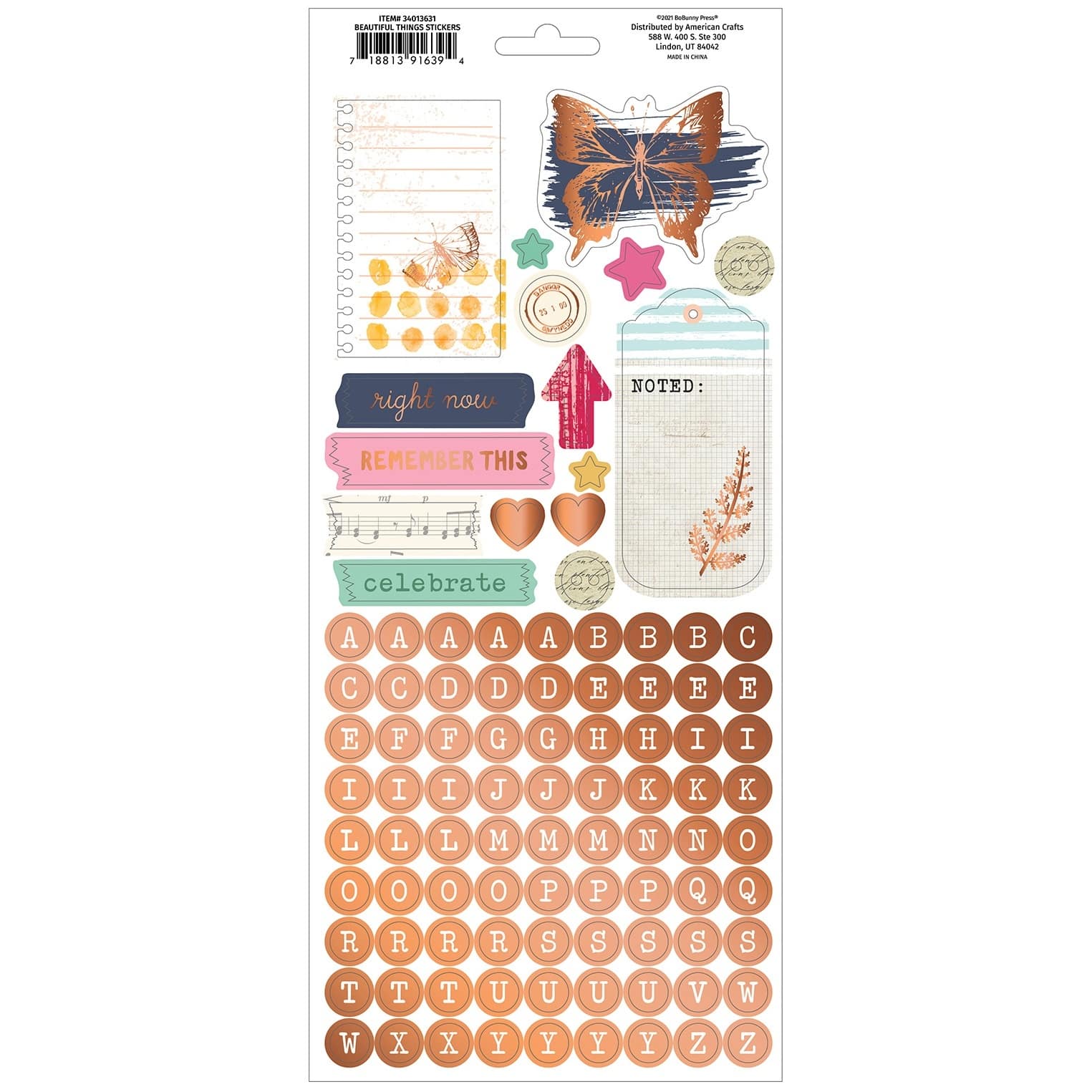 American Crafts&#x2122; Beautiful Things Cardstock Stickers w/Copper Foil, 125ct.