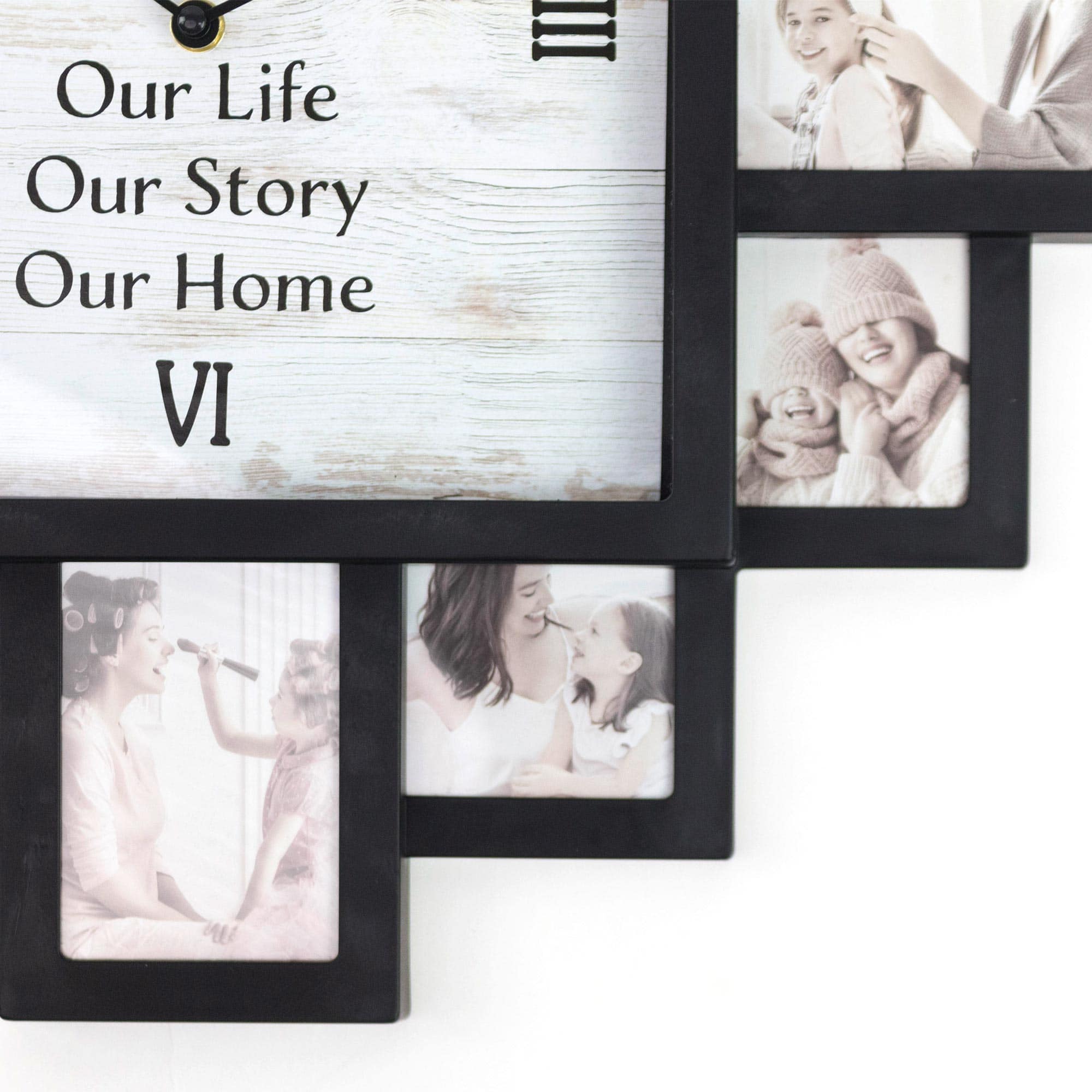 Black Farmhouse Shabby-Chic &#x22;This Is Us&#x22; Picture Frame Wall Collage Clock