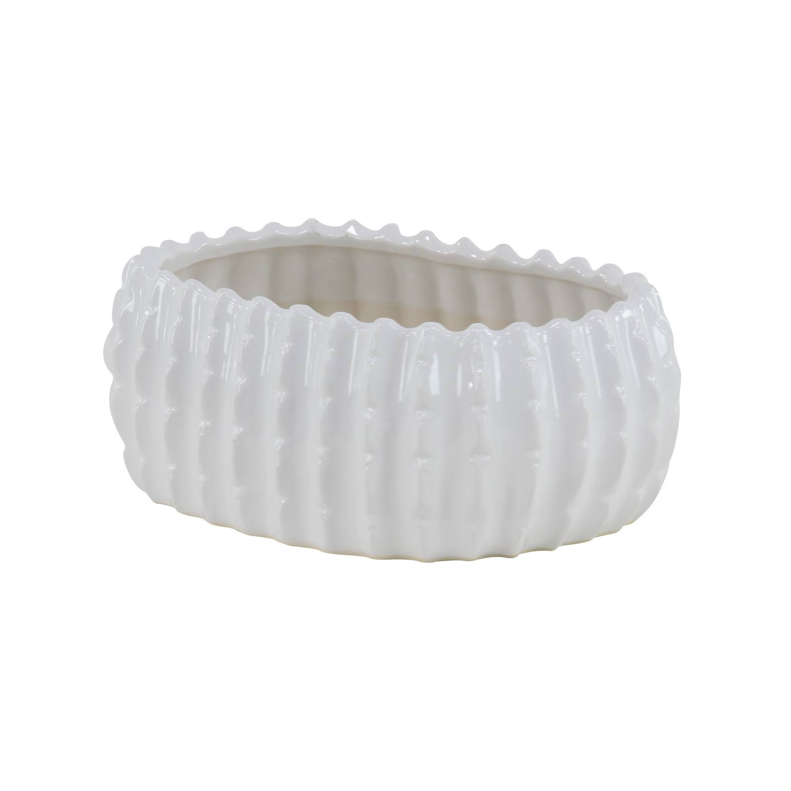 Set of 3 White Stoneware Traditional Planter, 9", 13", 17"