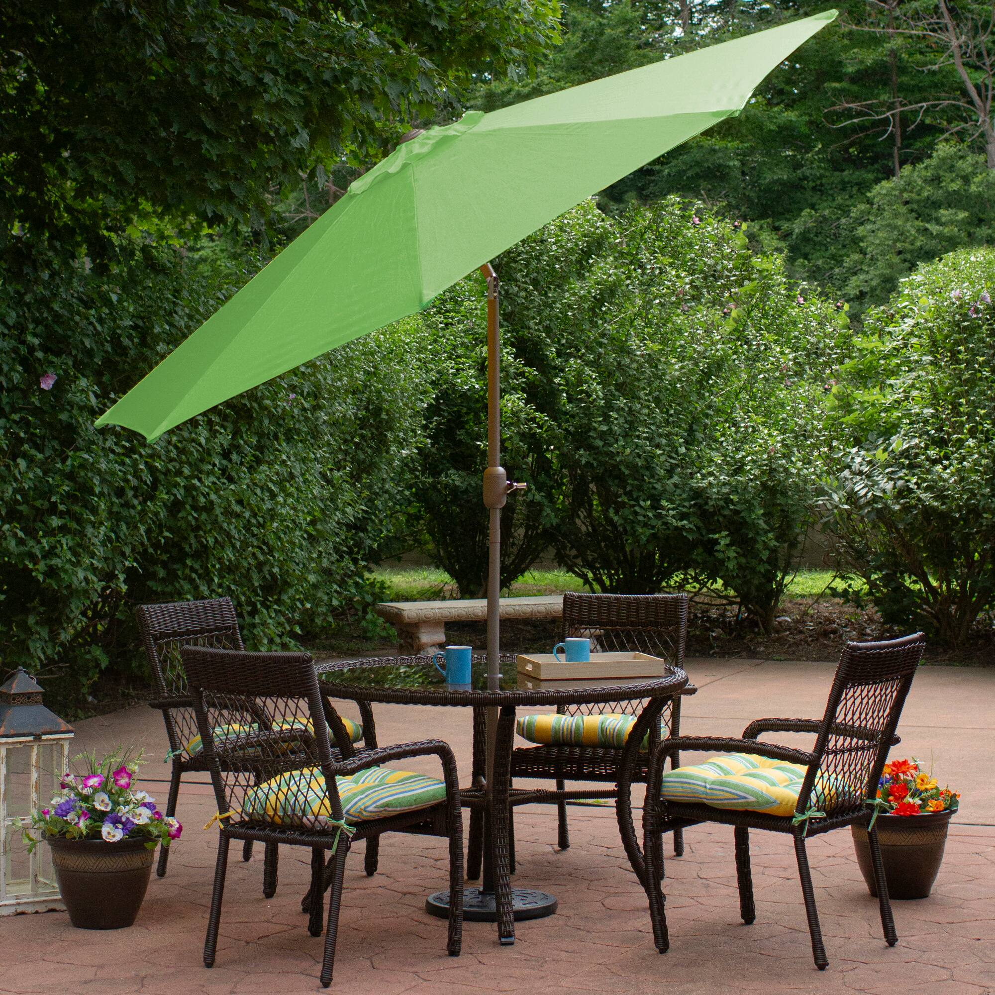 9ft. Outdoor Patio Market Umbrella with Hand Crank &#x26; Tilt