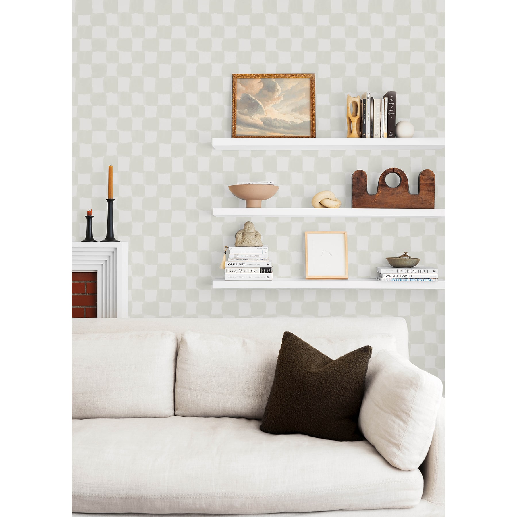 RoomMates Mr. Kate Tess Watercolor Soft Checker Peel &#x26; Stick Wallpaper