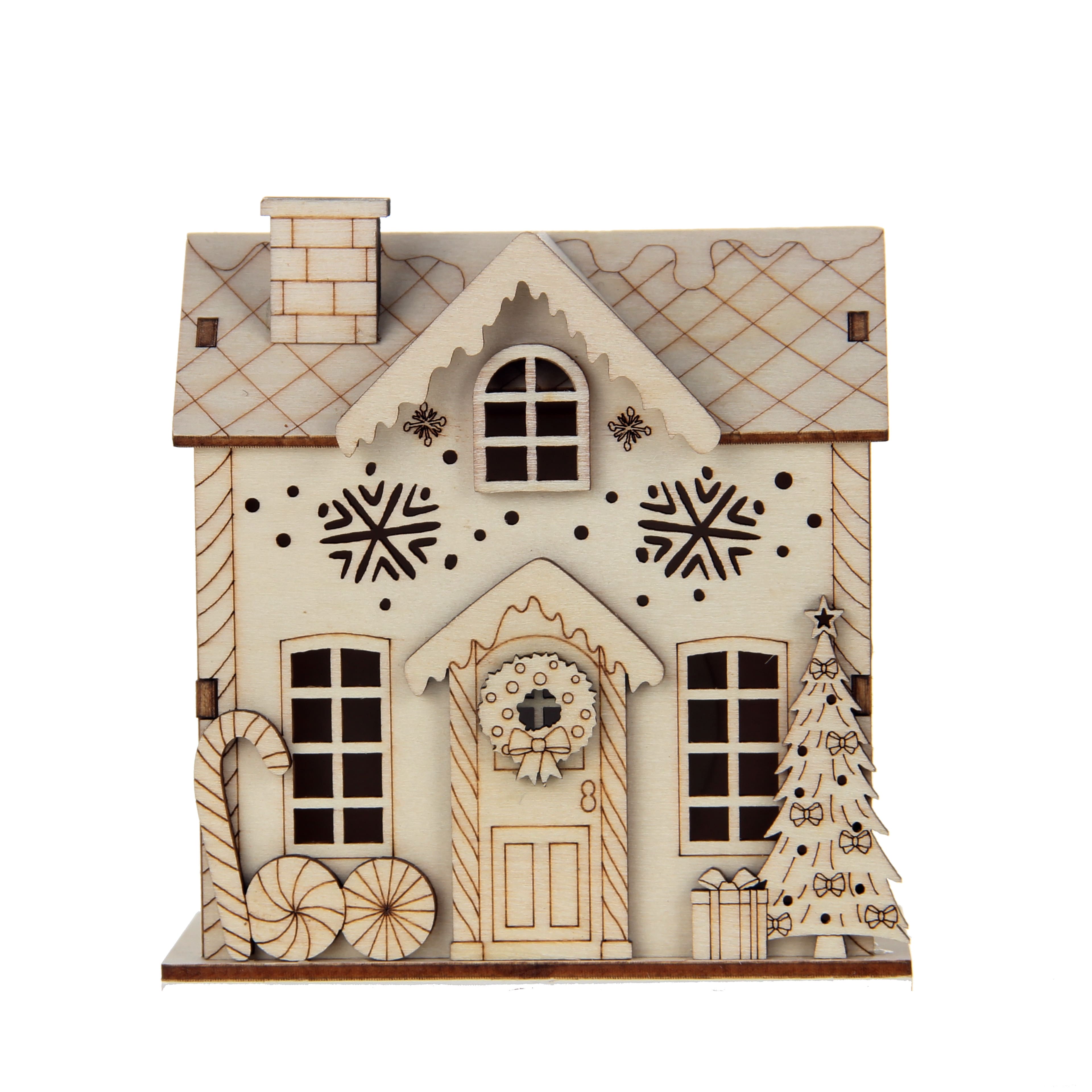 DIY LED Wood Village Candy Cane House by Make Market&#xAE;