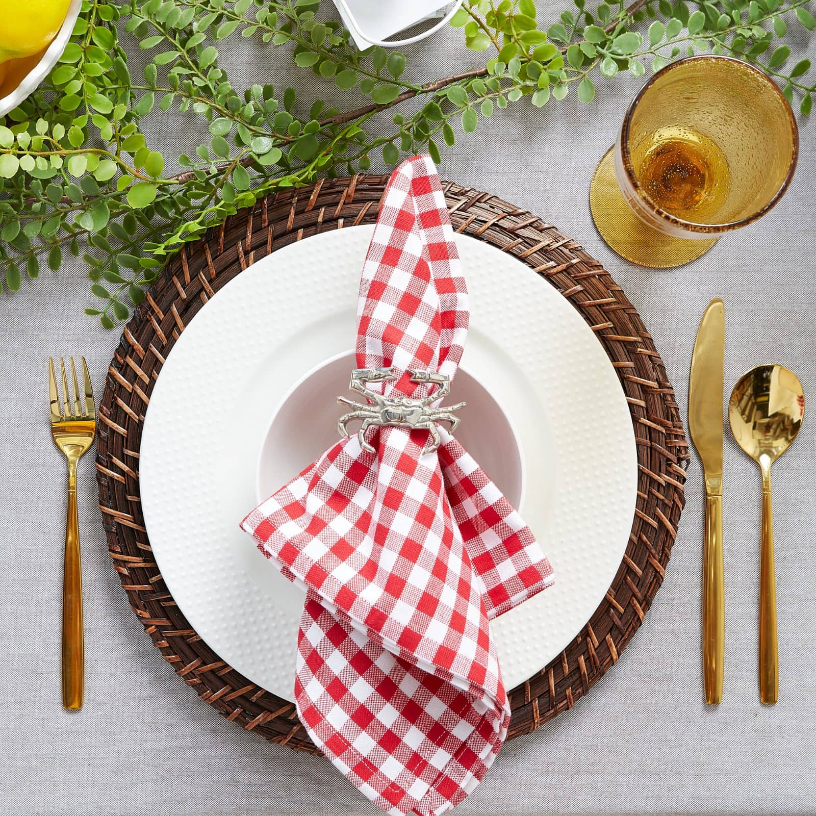 DII® Tango Red Gingham Check Cloth Dinner Napkins, 6ct.