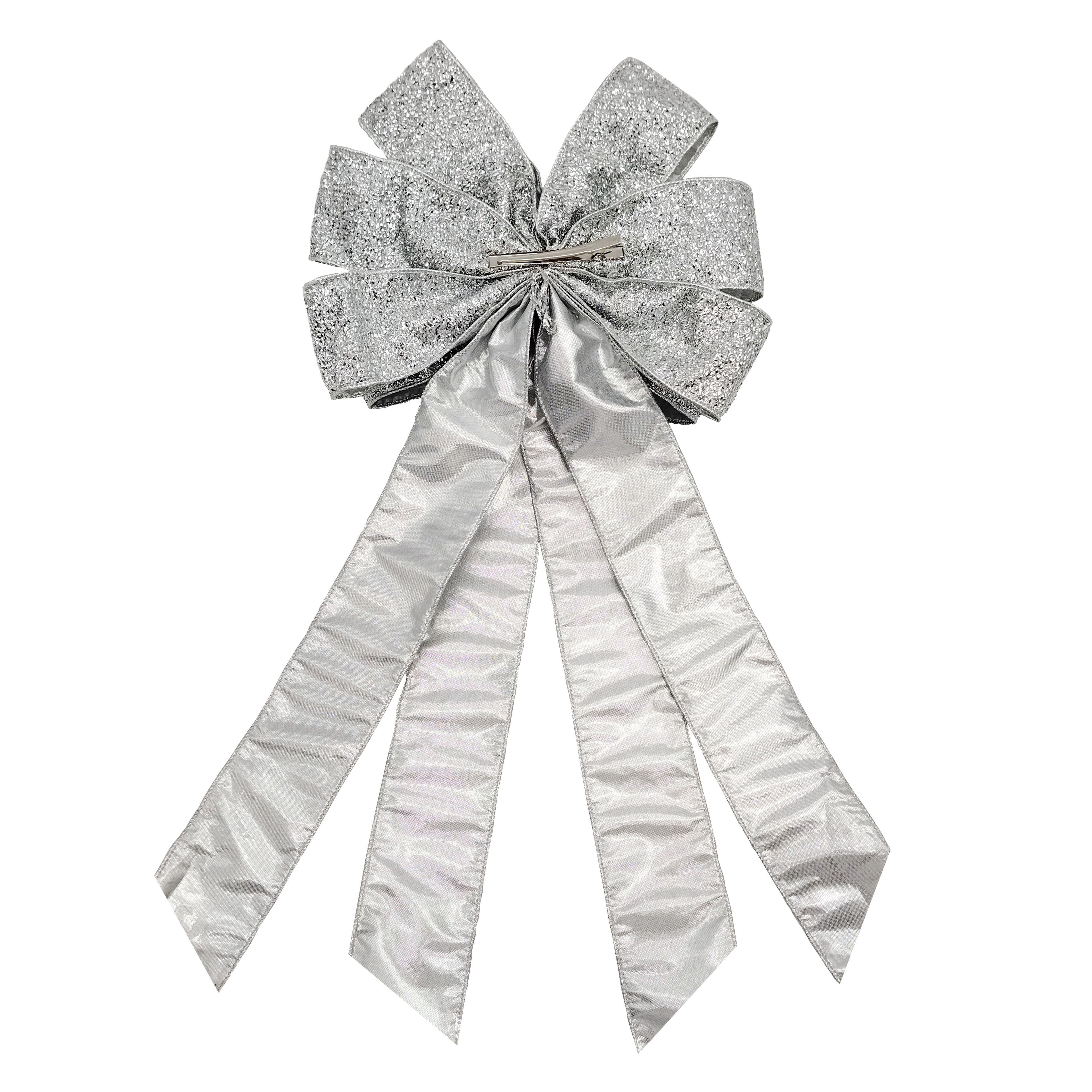20.5" Silver Tinsel Tree Bow by Celebrate It®