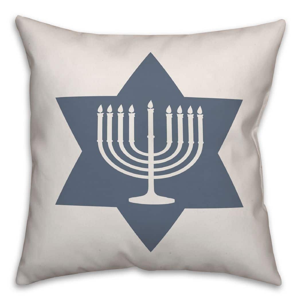 Simple Star of David Menorah 18x18 Spun Poly Pillow
