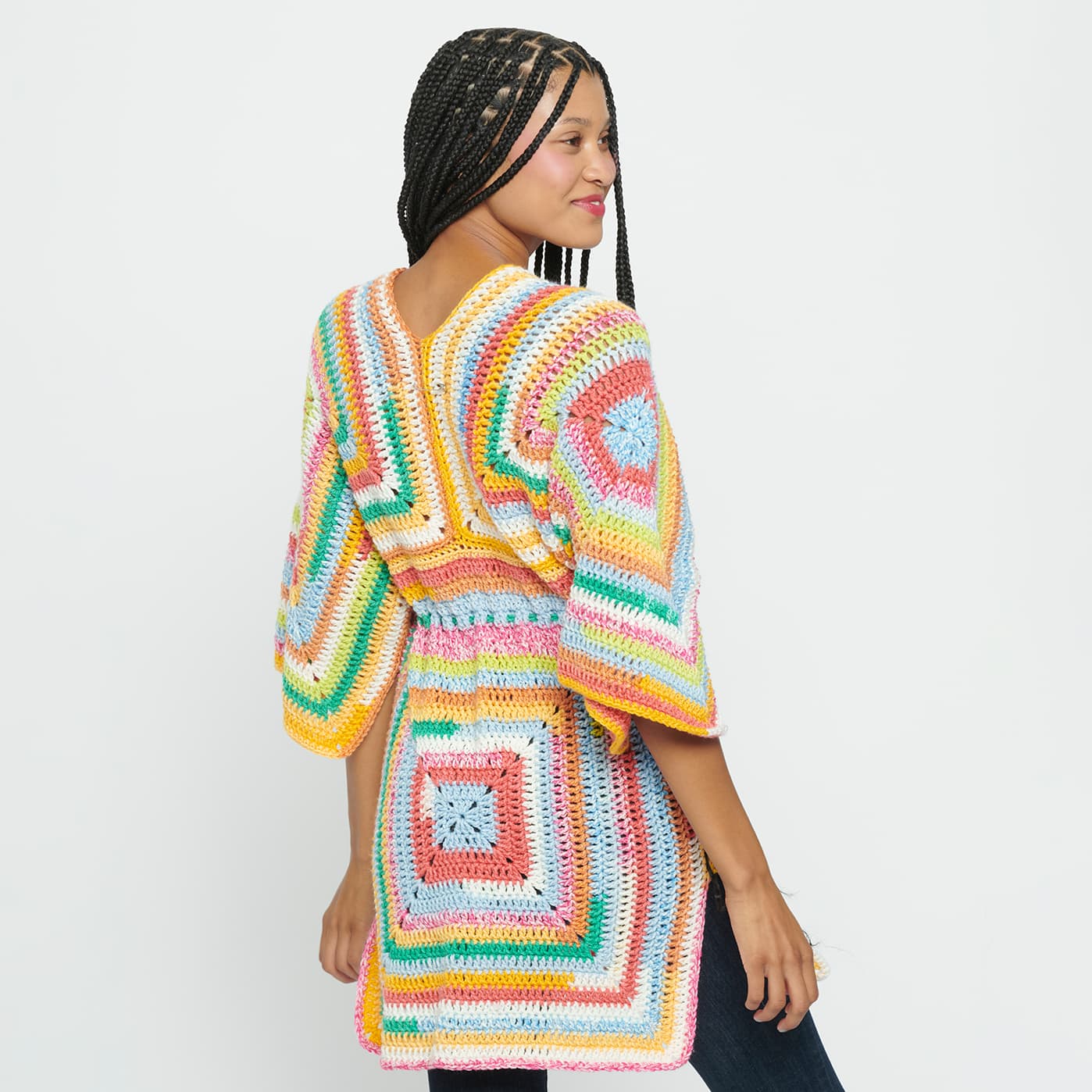Caron® Cinnamon Swirl Cake Prints™ Knit Striped Crochet Tunic