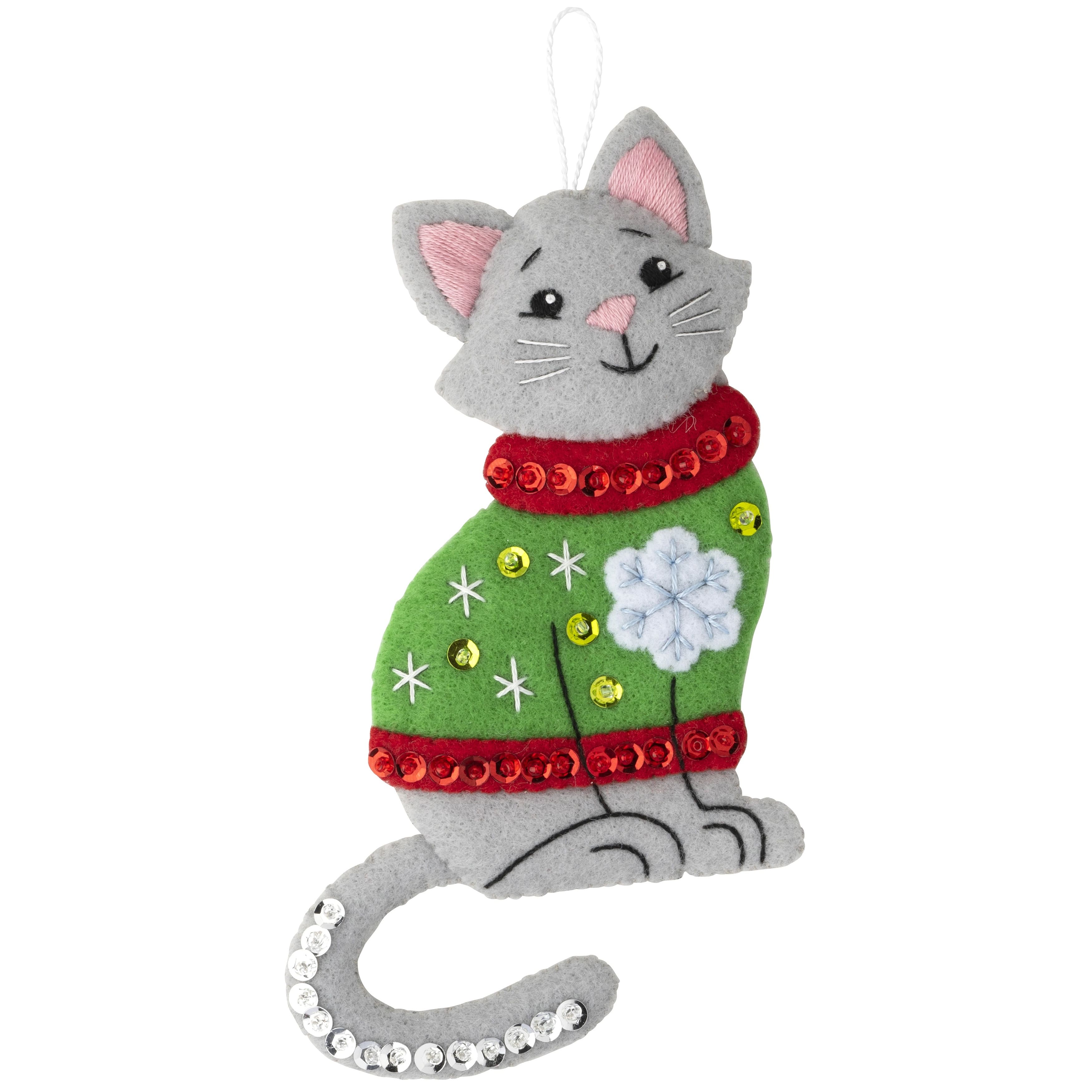 Bucilla&#xAE; Cats in Ugly Sweaters Felt Ornaments Applique Kit Set