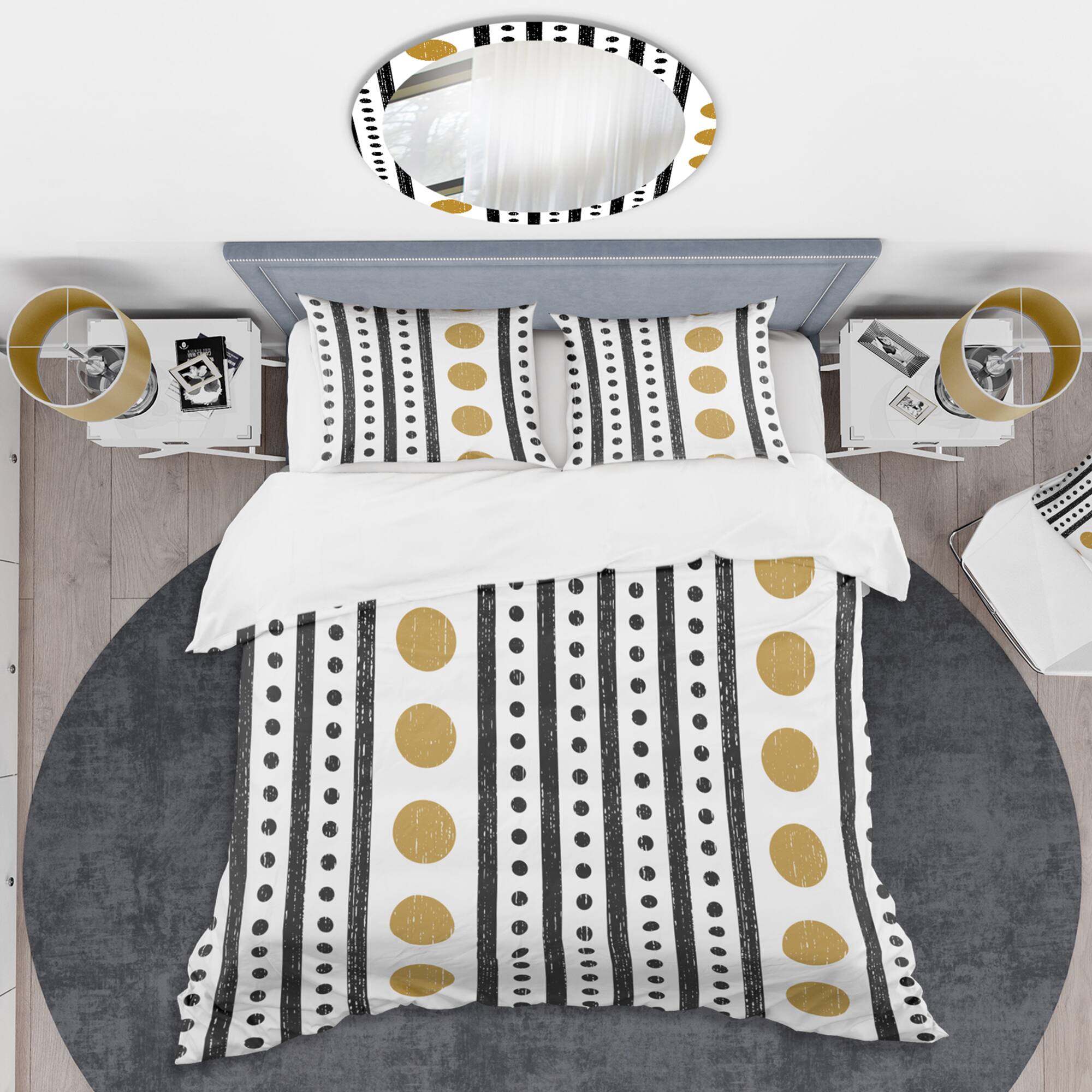 Designart 'Retro Geometrical Abstract Minimal Pattern VII' Mid-Century Duvet Cover Set