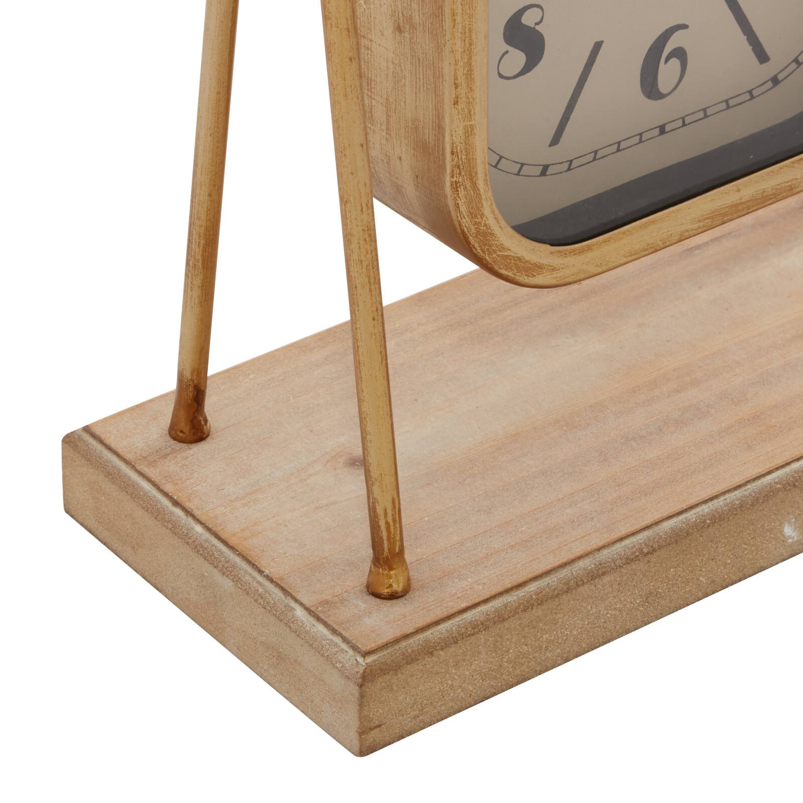 11&#x22; Gold Wood Farmhouse Swing Clock