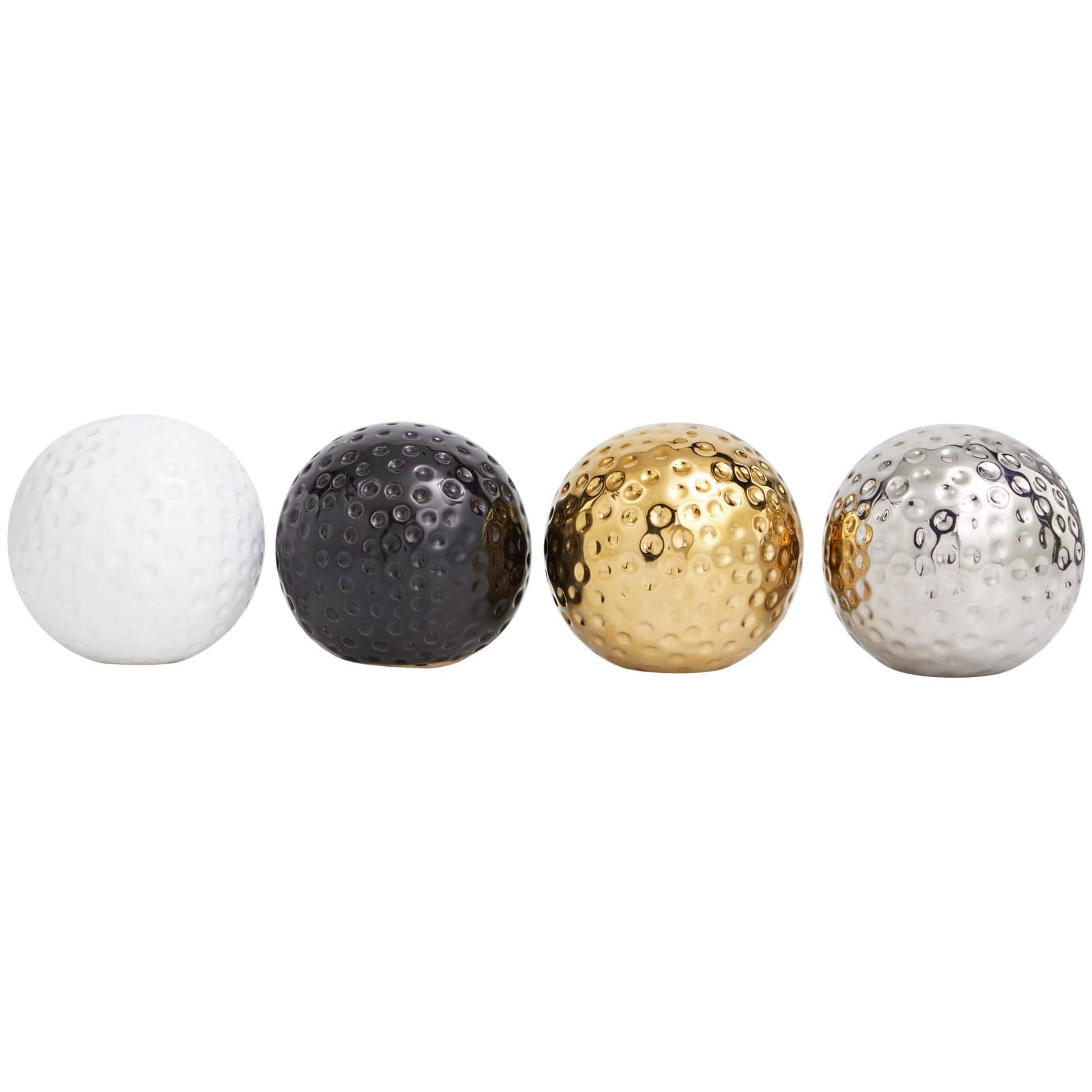 4&#x22; Hammered Detail Ceramic Ball Sculpture Set