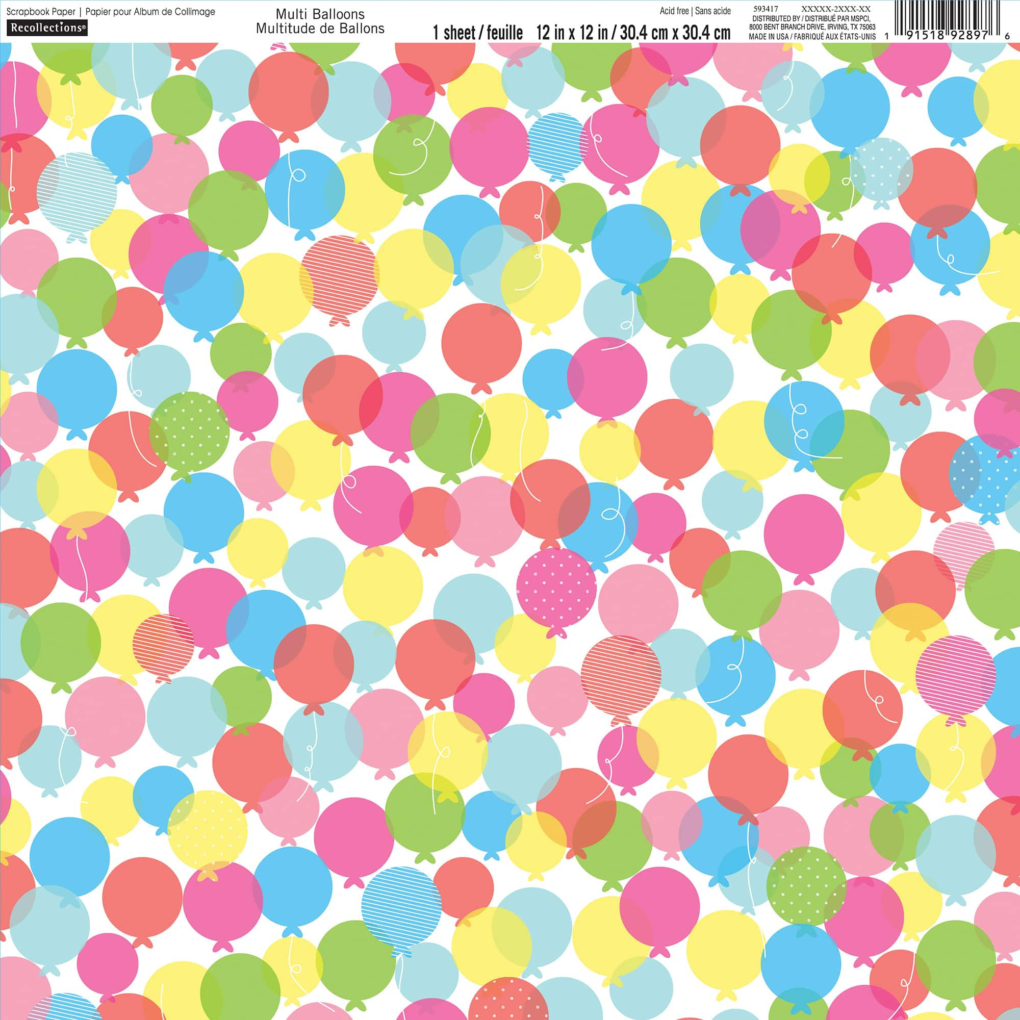 Find The Multicolor Balloons Scrapbook Paper By Recollections 12