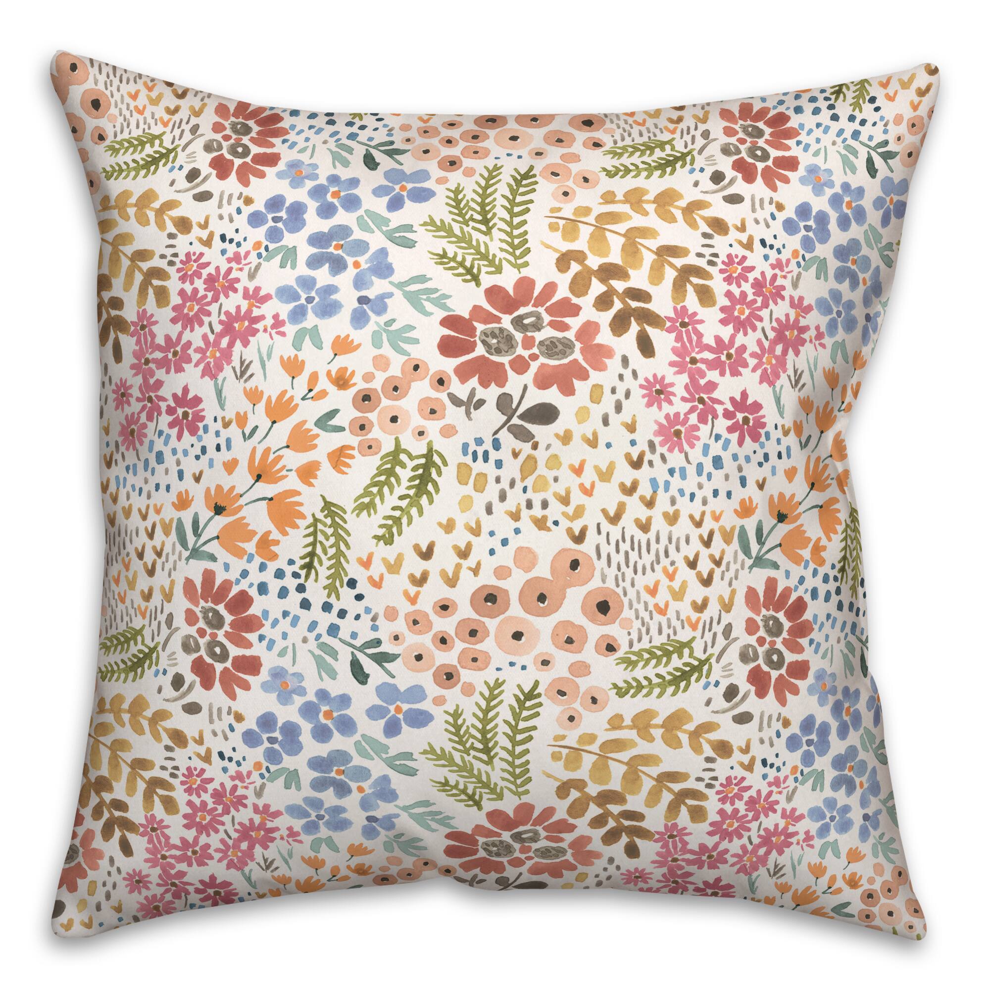 Bright Multi Floral 18" x 18" Throw Pillow