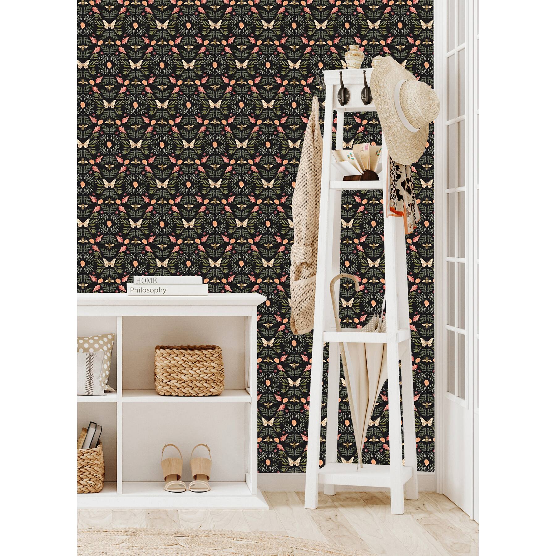 RoomMates Forest Cottage Bee &#x26; Butterfly Peel &#x26; Stick Wallpaper