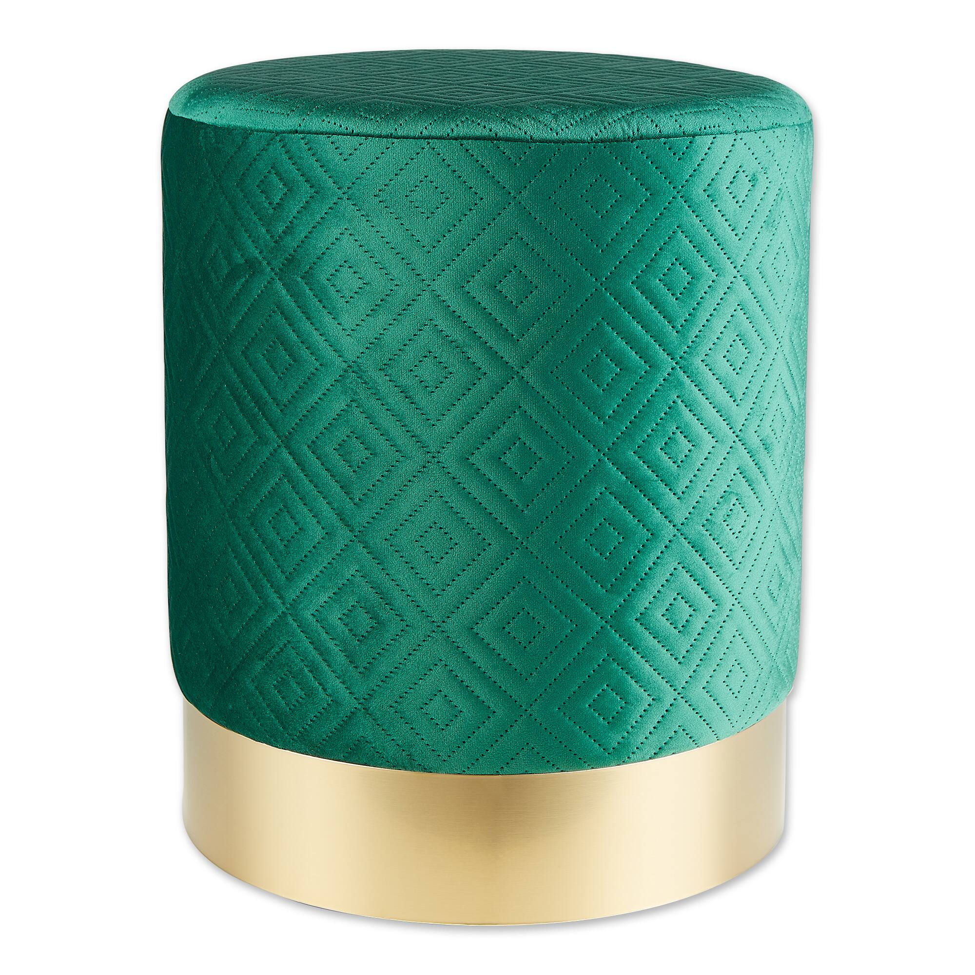 16.5&#x22; Green Velvet Stool