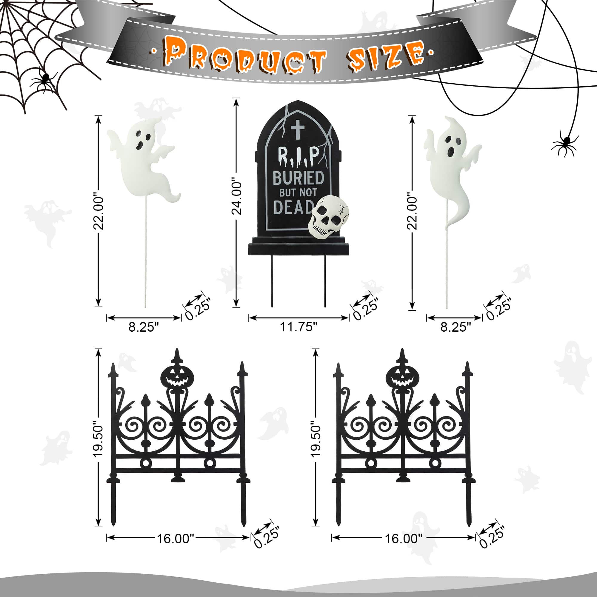 Glitzhome&#xAE; 24&#x22; 5-Piece Halloween Metal Graveyard Yard Stake Set