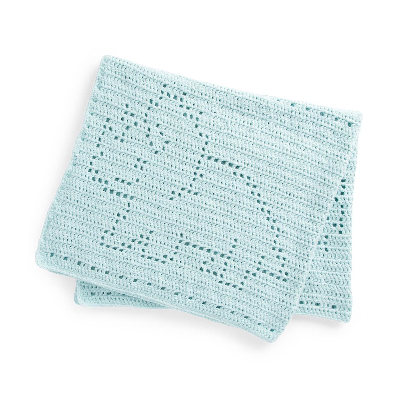 Bernat® Forever Fleece Finer™ Filet Crochet Dinosaur Baby Blanket
