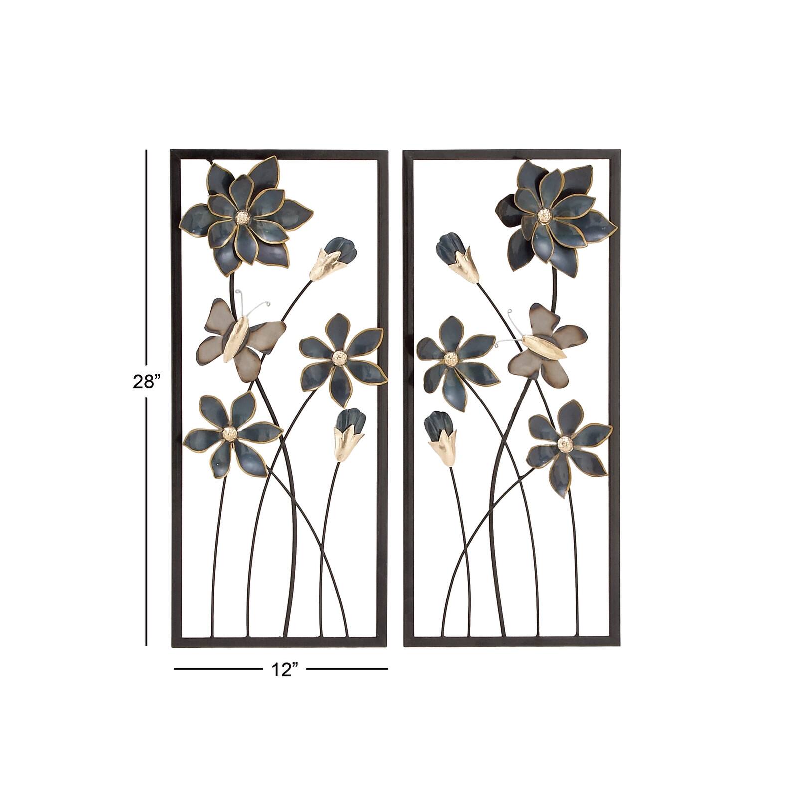 28&#x22; Black Metal Traditional Floral Wall D&#xE9;cor Set