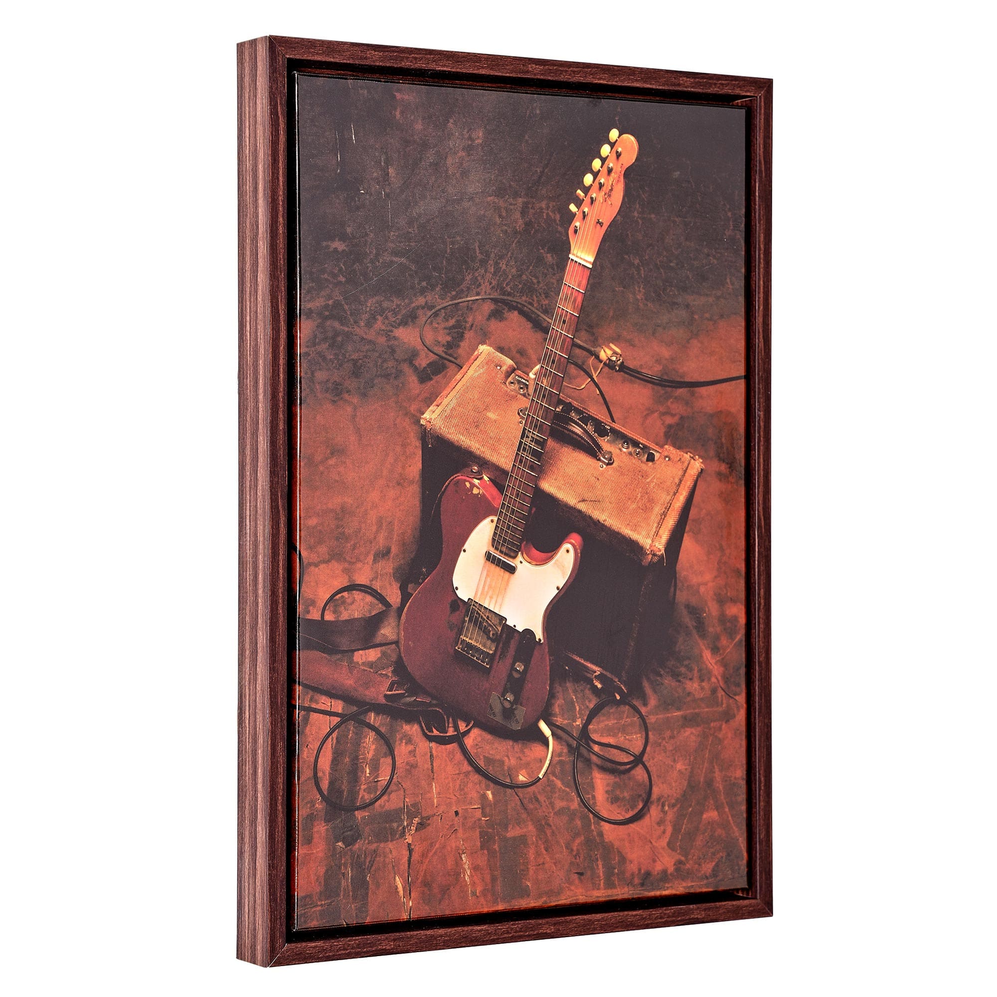 American Art Decor Grand Ole Opry Lacquer Guitar Canvas in an L Frame - 12&#x22; x 18&#x22;