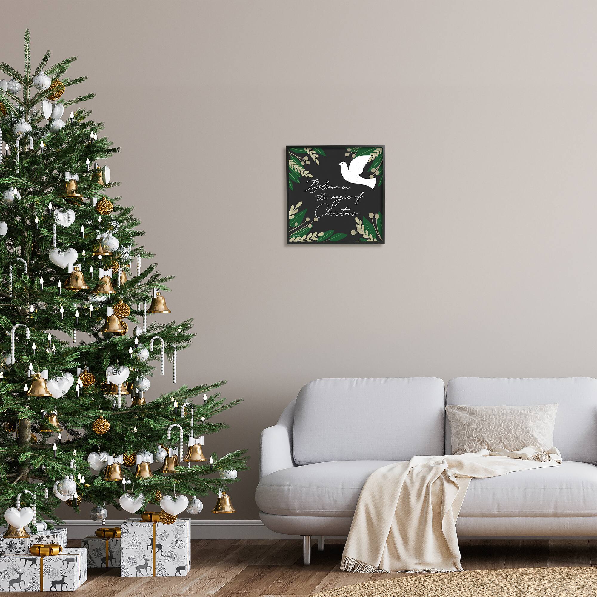 Stupell Industries Magic Of Christmas Botanical Dove Framed Giclee Art