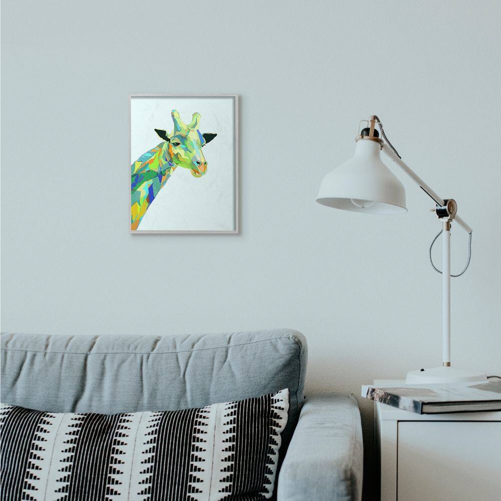 Stupell Industries Giraffe Abstract Shapes Wall Art in Gray Frame