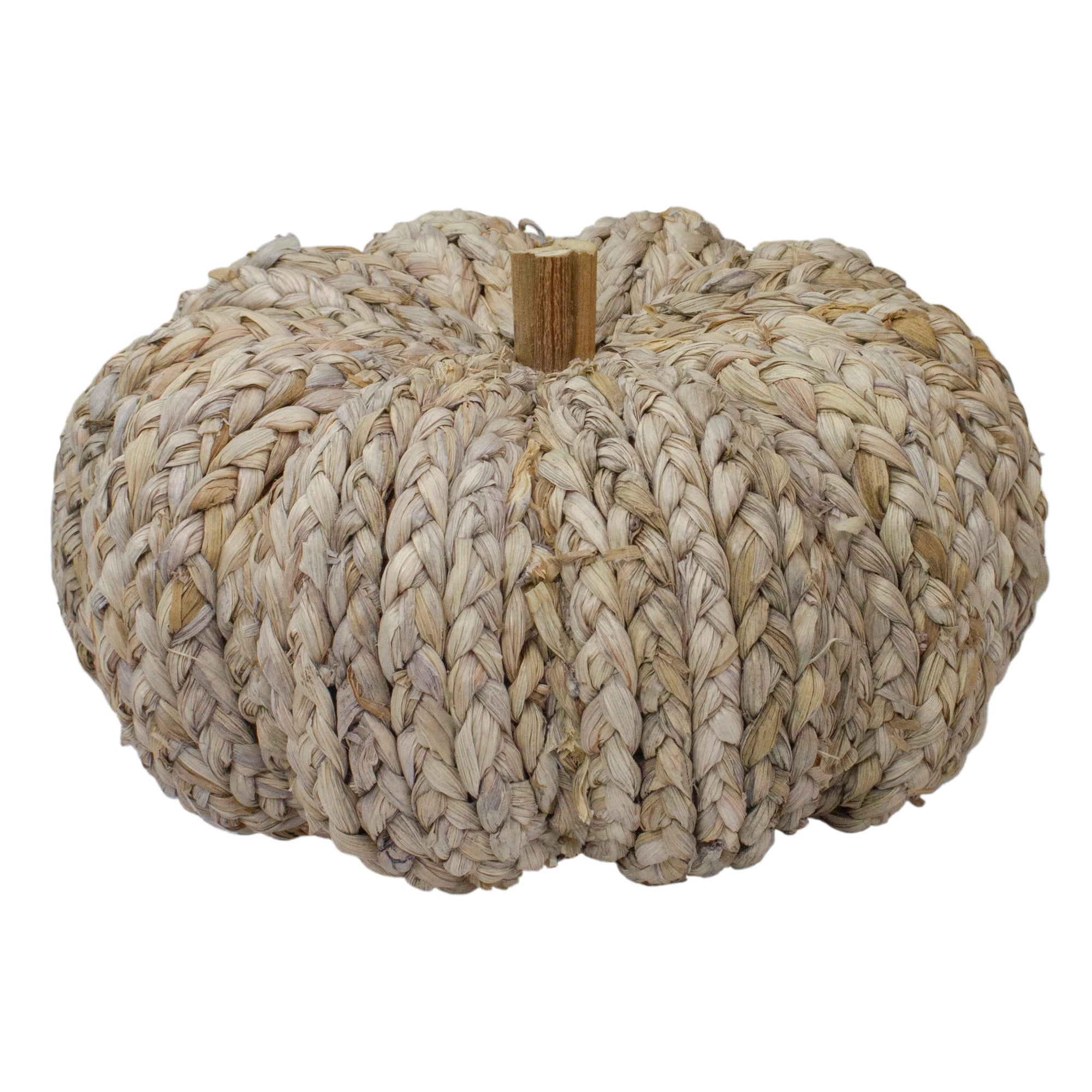 9.5" Beige Weaved Autumn Harvest Tabletop Pumpkin