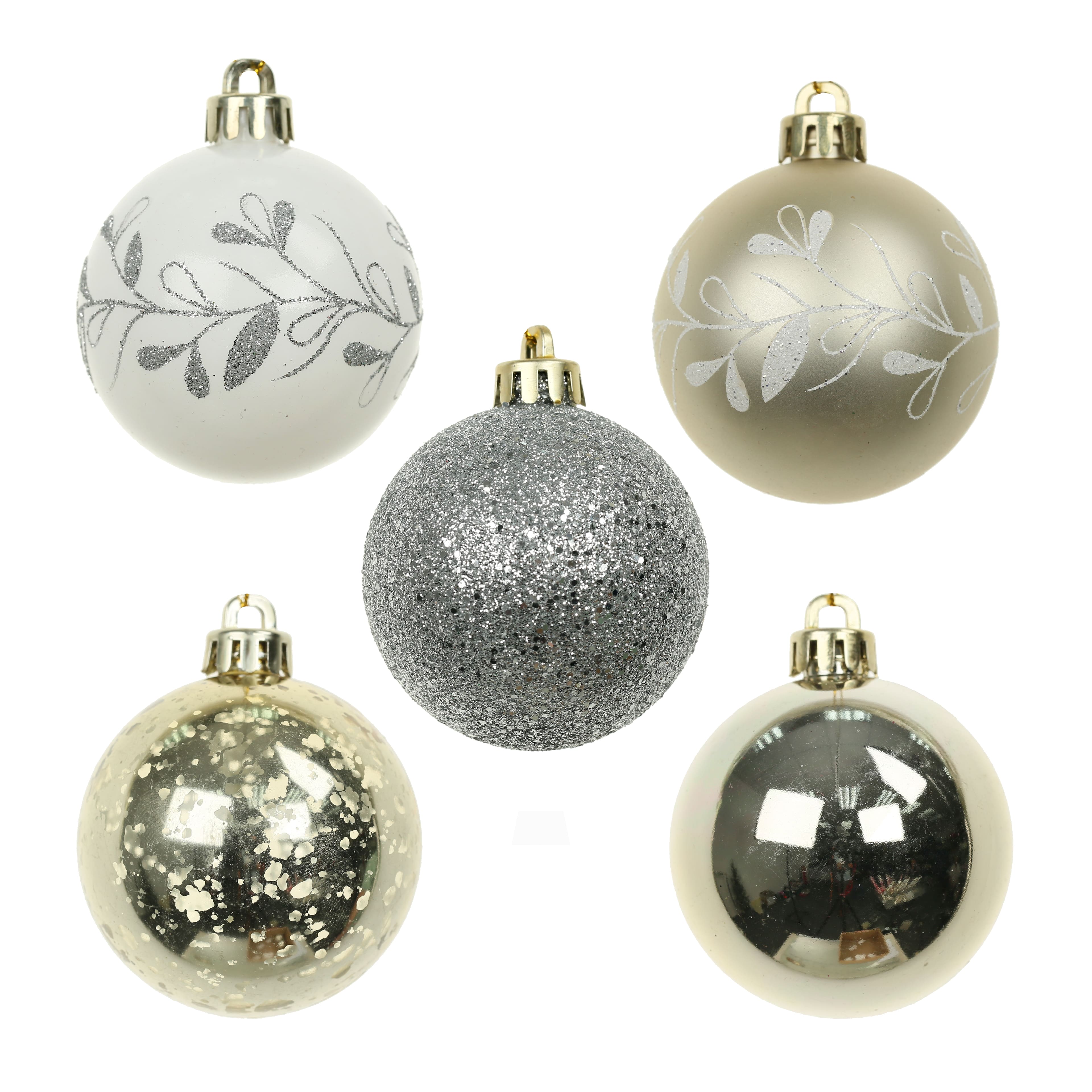 5 Pack 2.2&#x22; Silver &#x26; Gold Shatterproof Ball Ornaments by Ashland&#xAE;