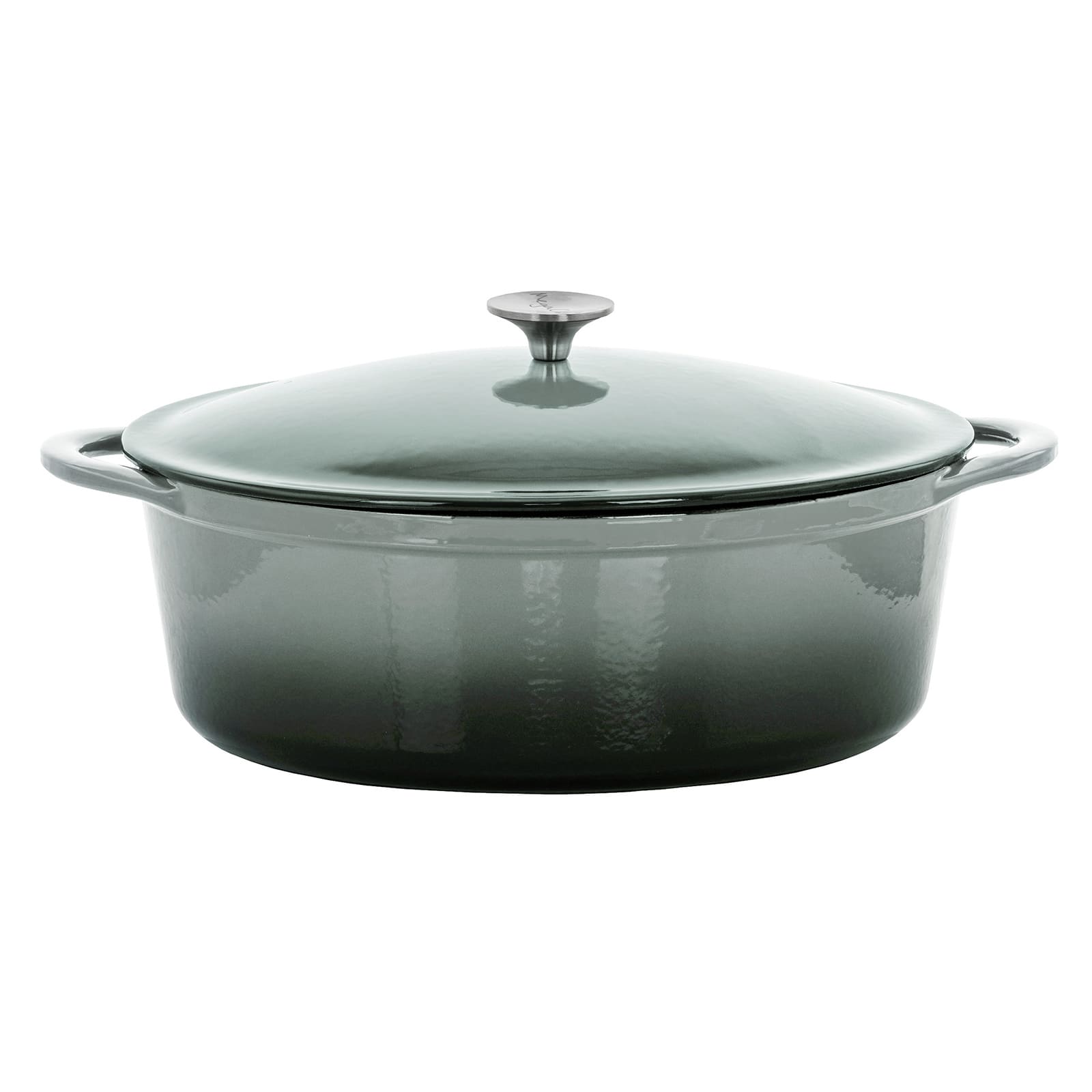 MegaChef 7qt. Gray Oval Enameled Cast Iron Casserole