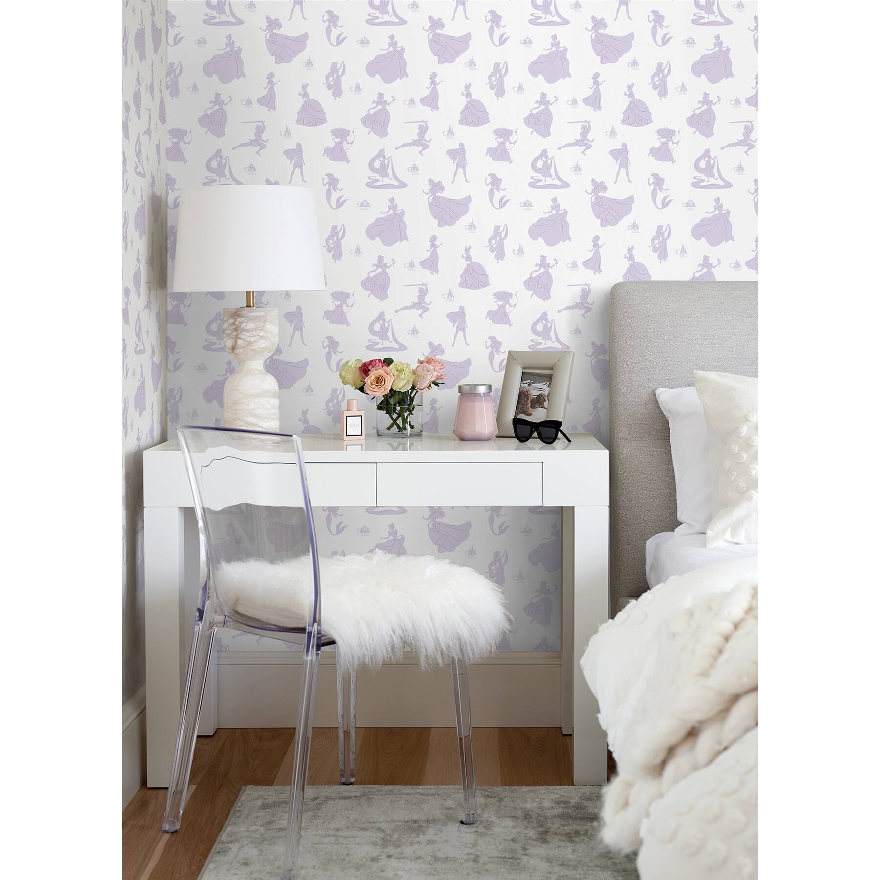 RoomMates Disney&#xA0;100th&#xA0;Anniversary Princesses Purple Peel &#x26; Stick Wallpaper