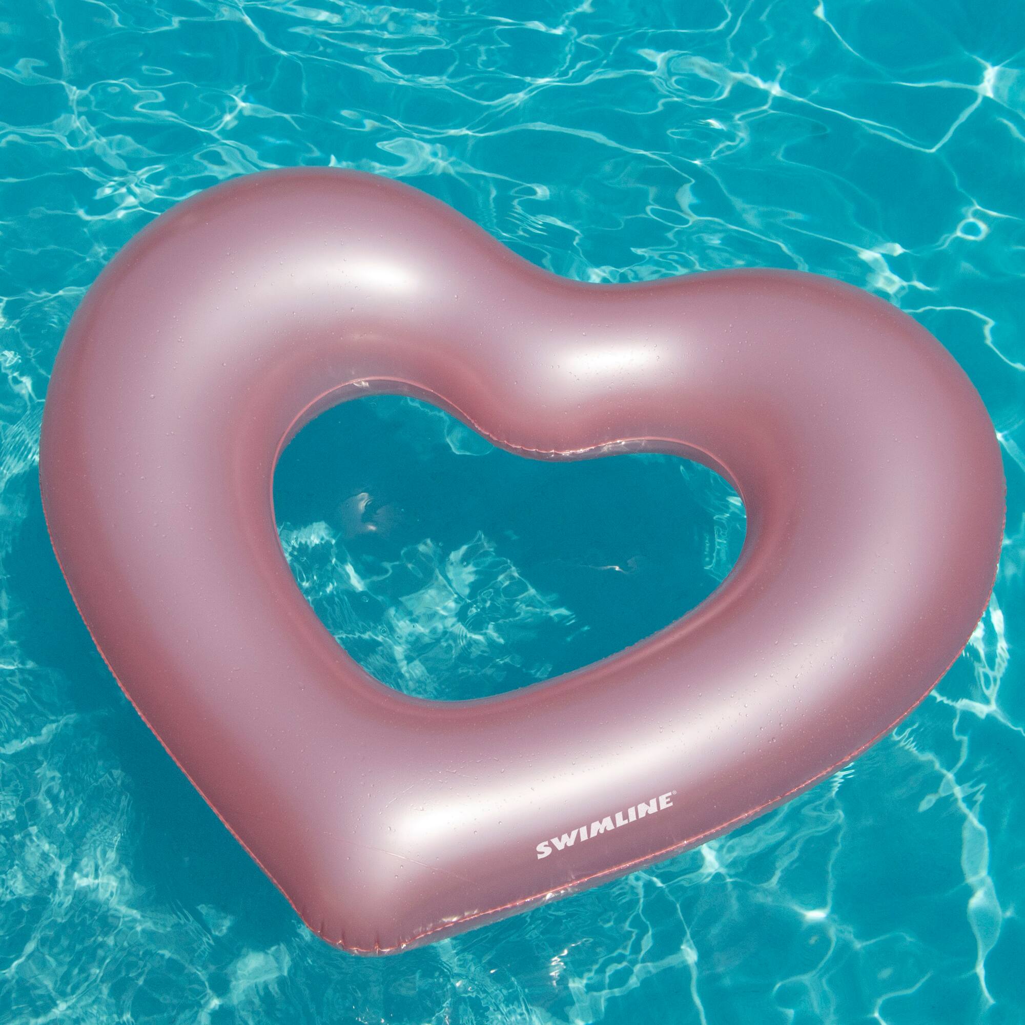 Swimline 5.5ft. Pink Metallic Heart Shaped Inner Tube Swimming Pool Float