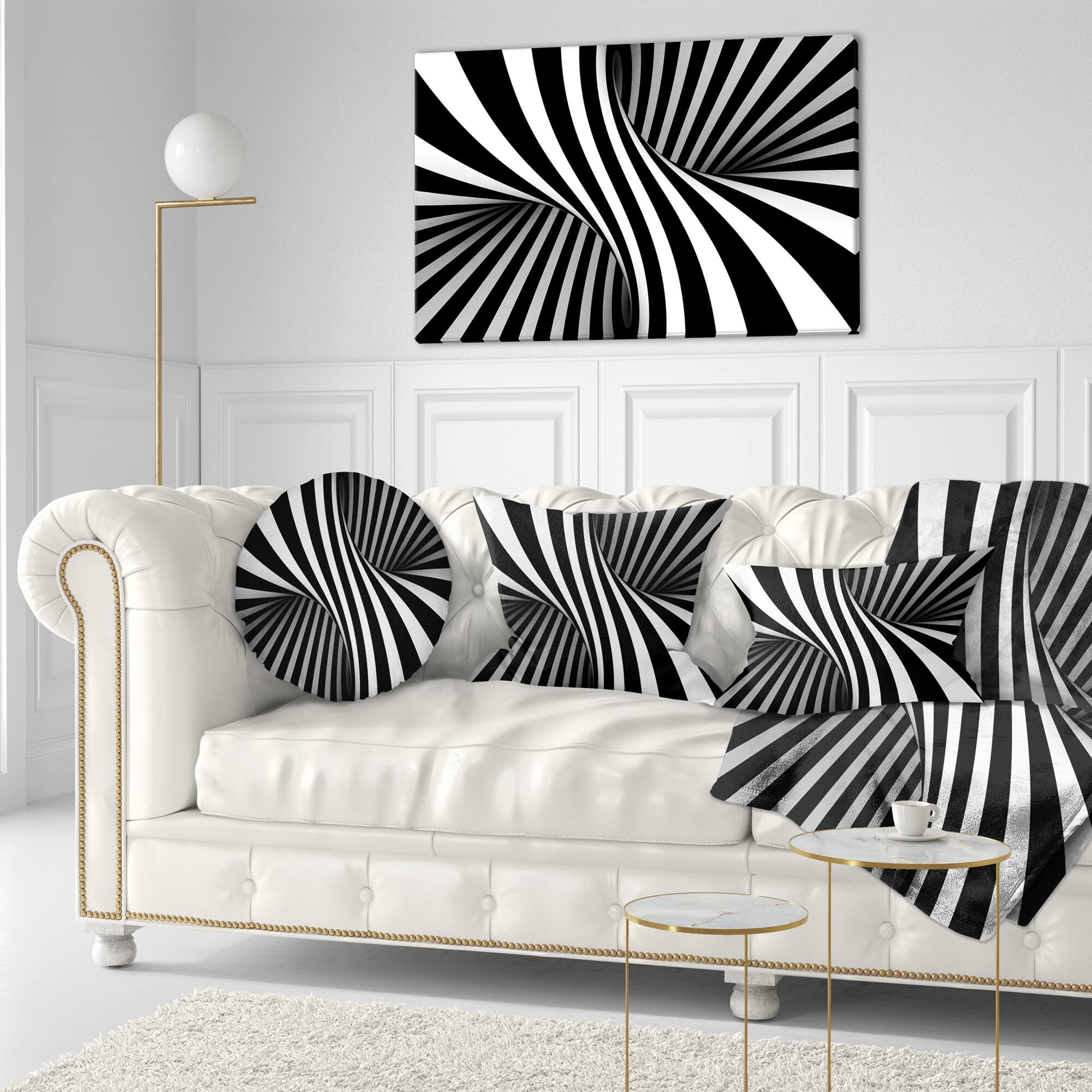 Designart - Black and White Spiral - Abstract Canvas Art Print
