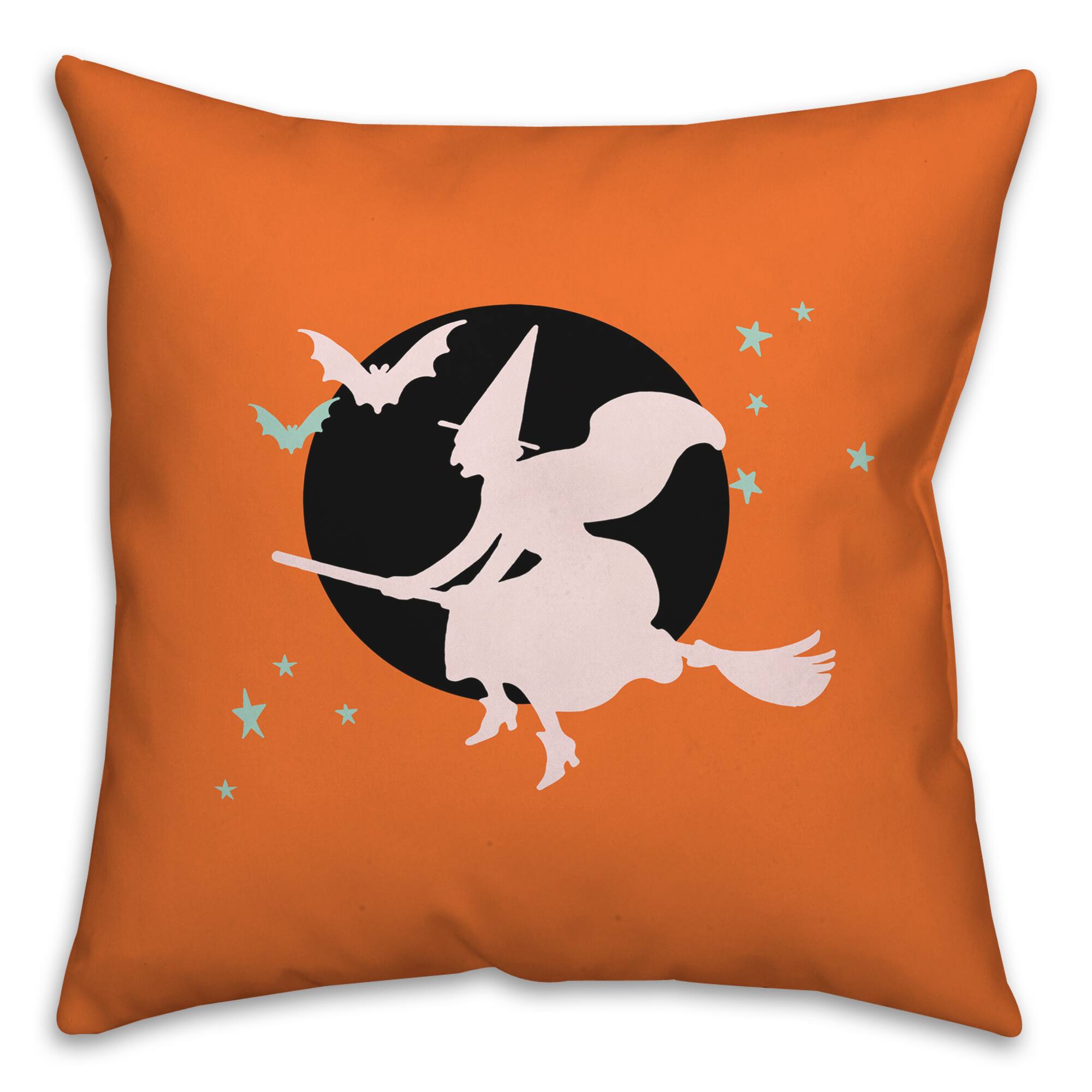 Flying Witch Throw Pillow
