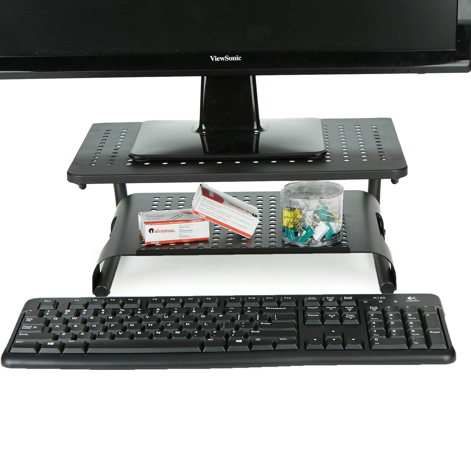 Mind Reader Black 2 Tier Monitor Stand Riser