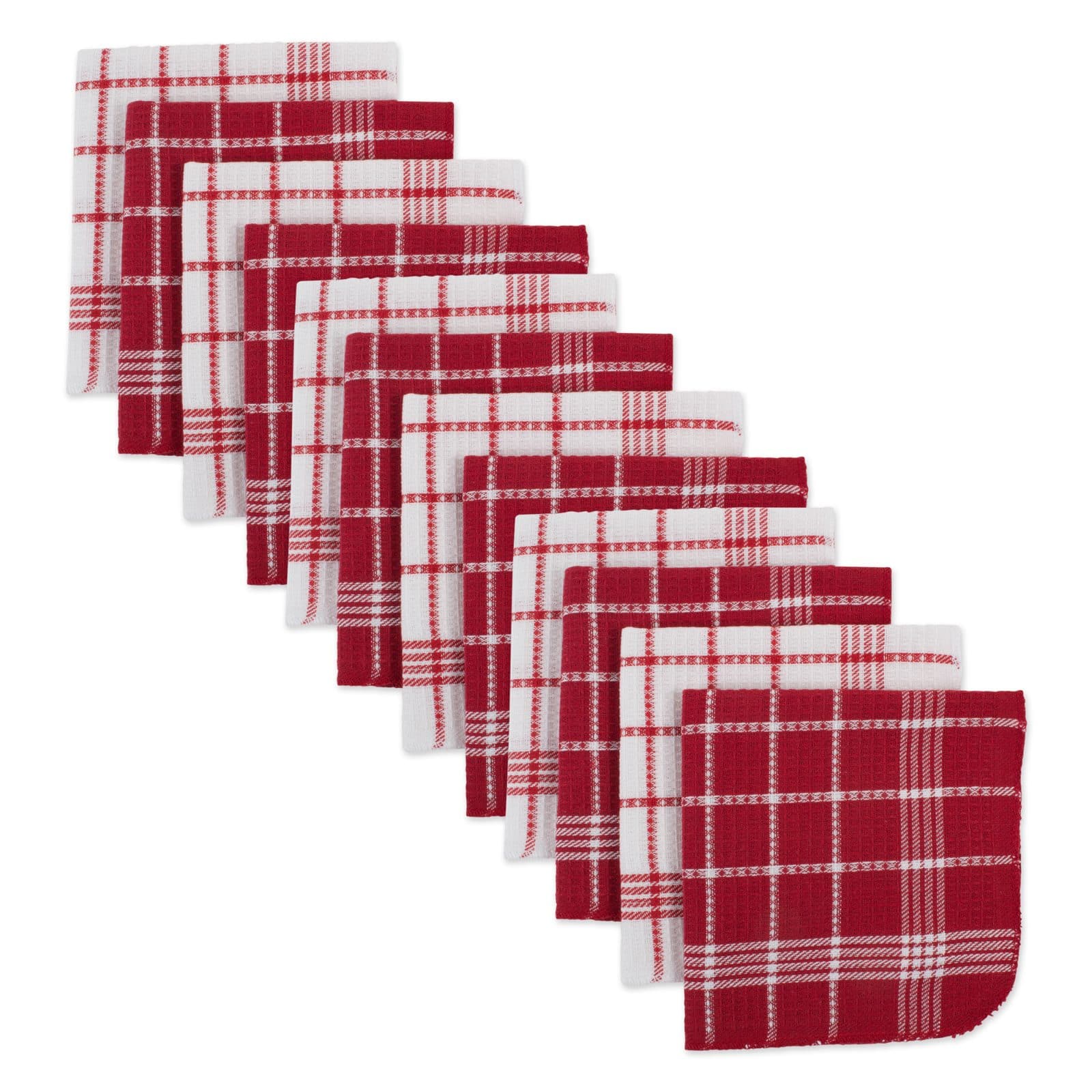 J&M Red Waffle Weave Dishcloth (Set of 12)