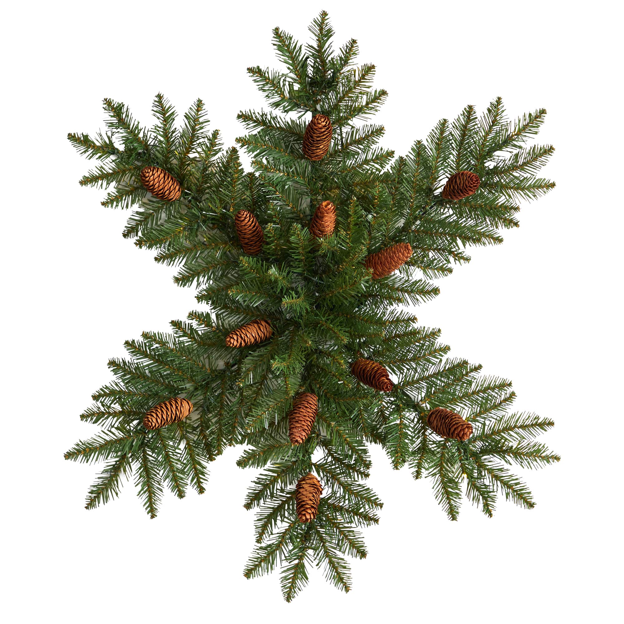 30" Pre-Lit Snowflake Artificial Dunhill Fir Wreath With Pinecones