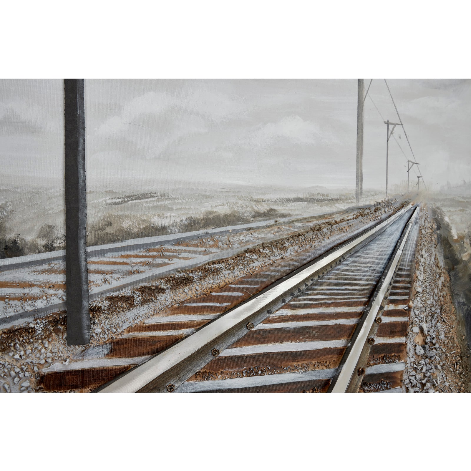 Gray Industrial Railroad Canvas Wall Art, 53" x 44"